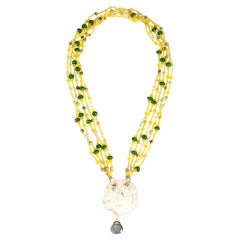 Agate Jade Carved Antiques Jade Necklace 18 K Gold