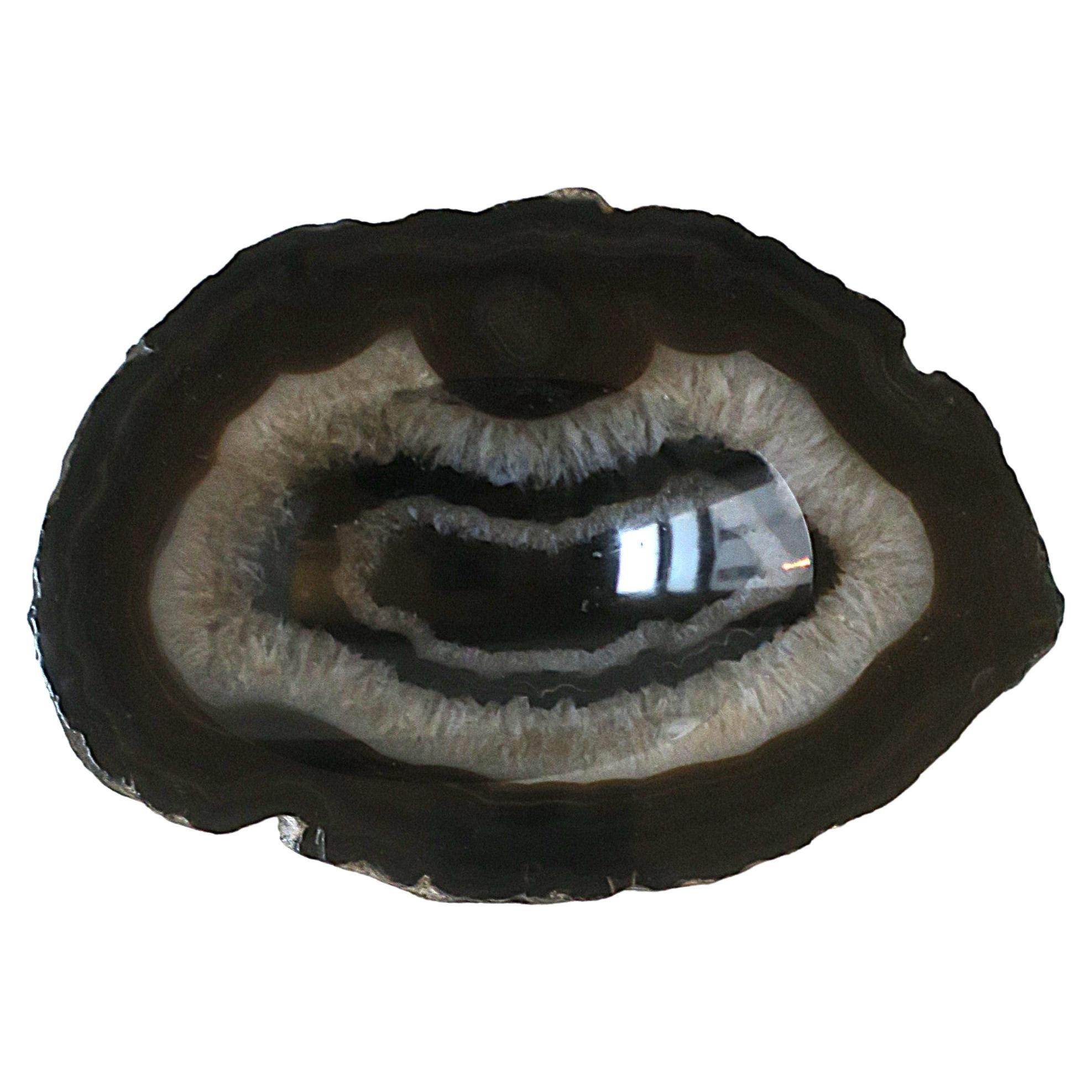 Agate Jewelry Dish Dark Brown For Sale