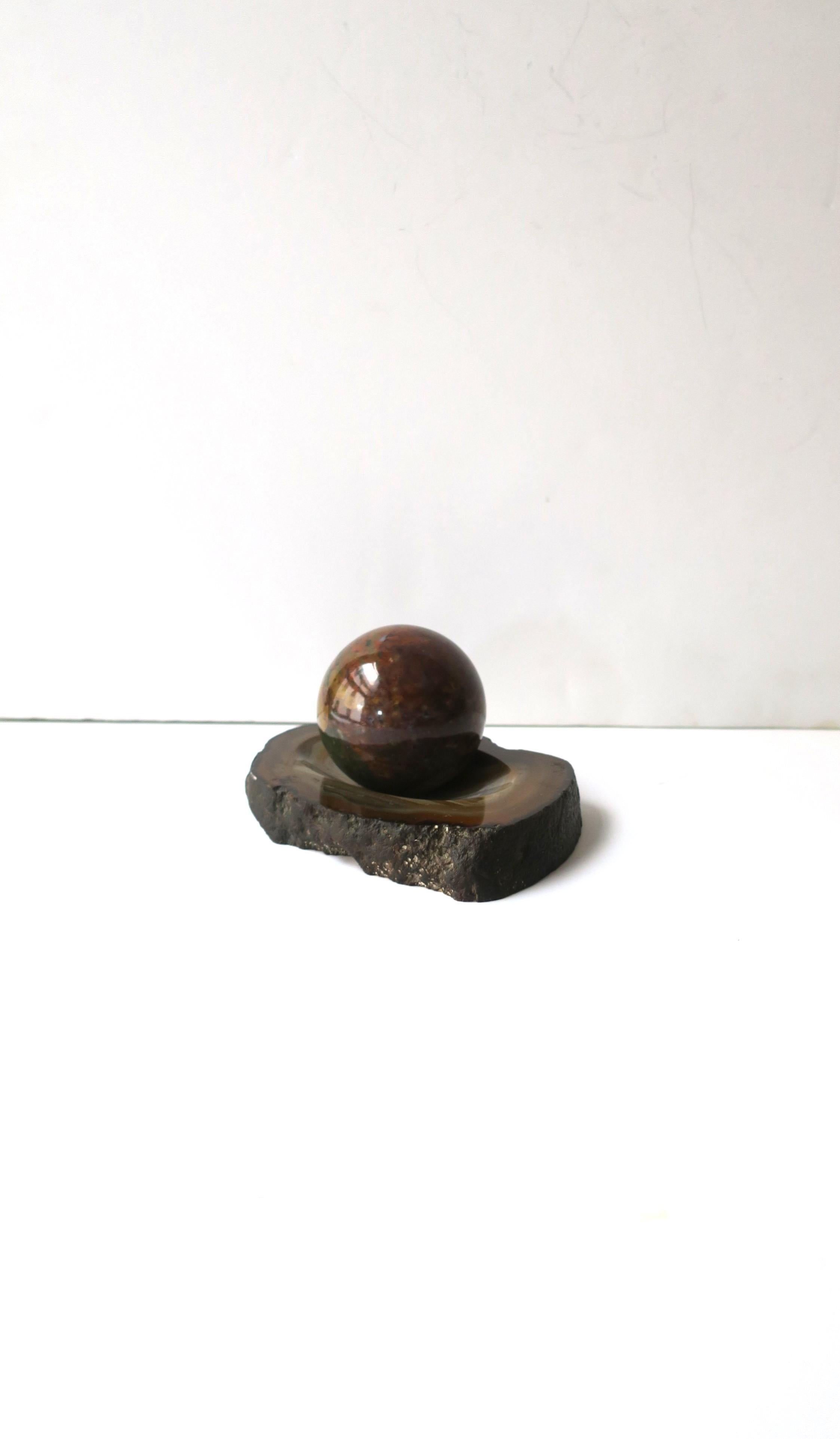 Agate Jewelry Dish with Ball Sphere, Set of 2 For Sale 2