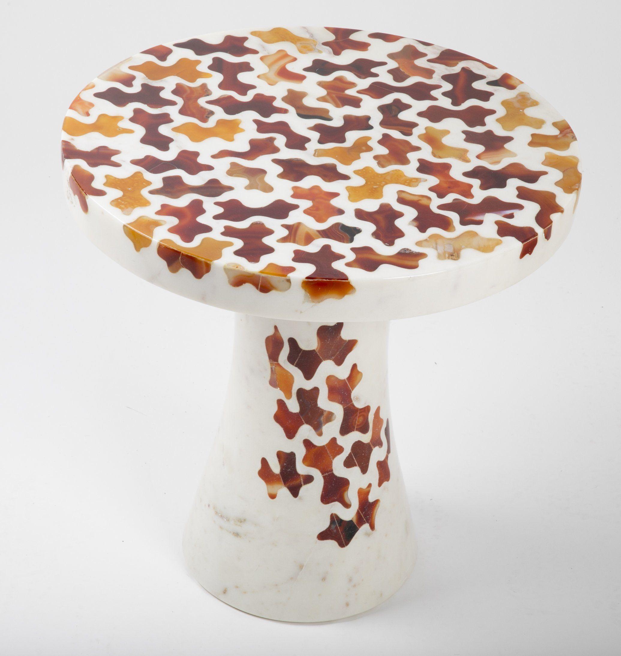 Other Agate Jigsaw Inlay Side Table Handcrafted in India By Stephanie Odegard For Sale