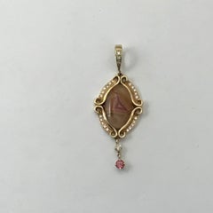 Agate Laguna Pendant in 14 Karat Yellow Gold with Diamonds