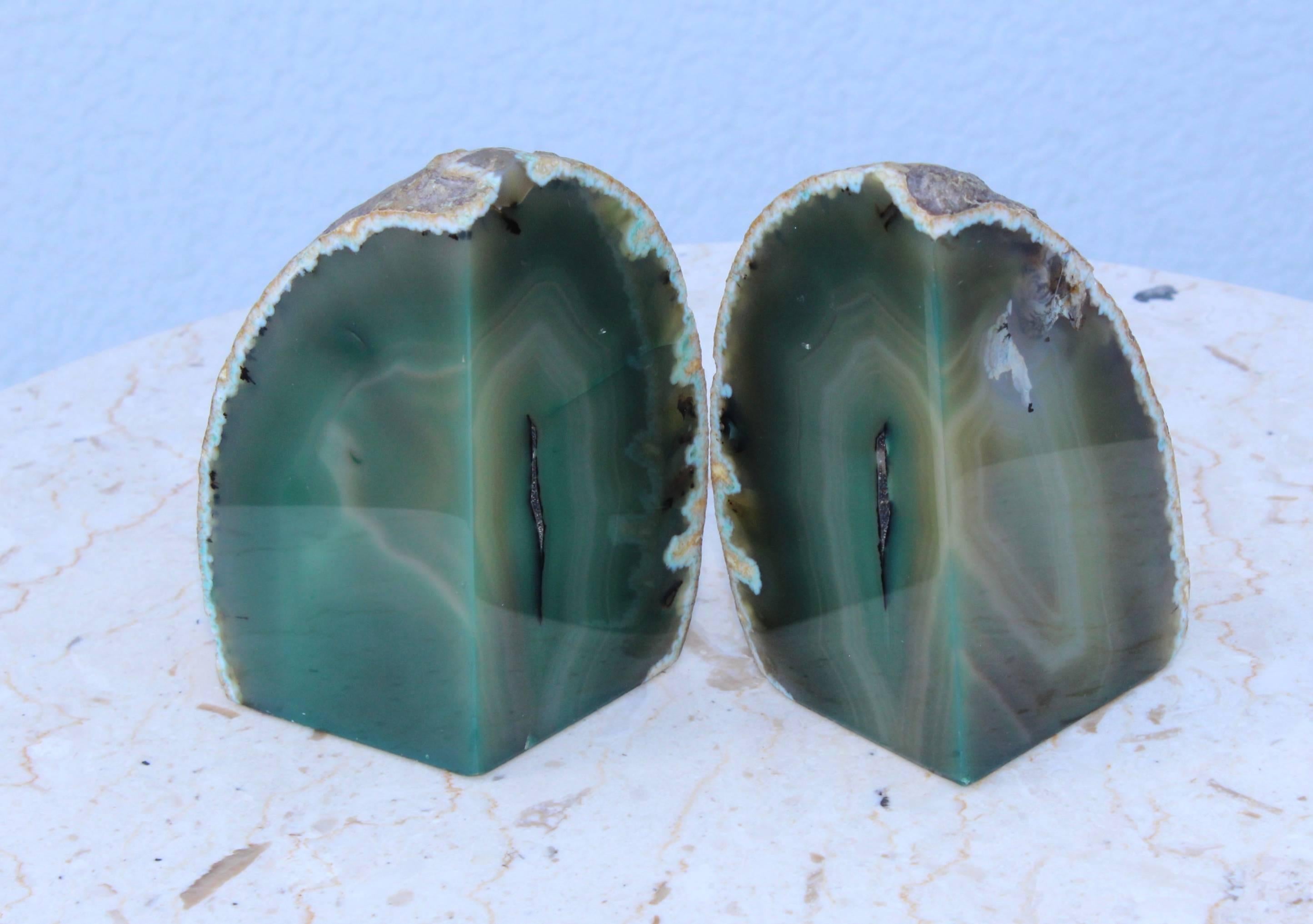 1980s modern agate bookends.
