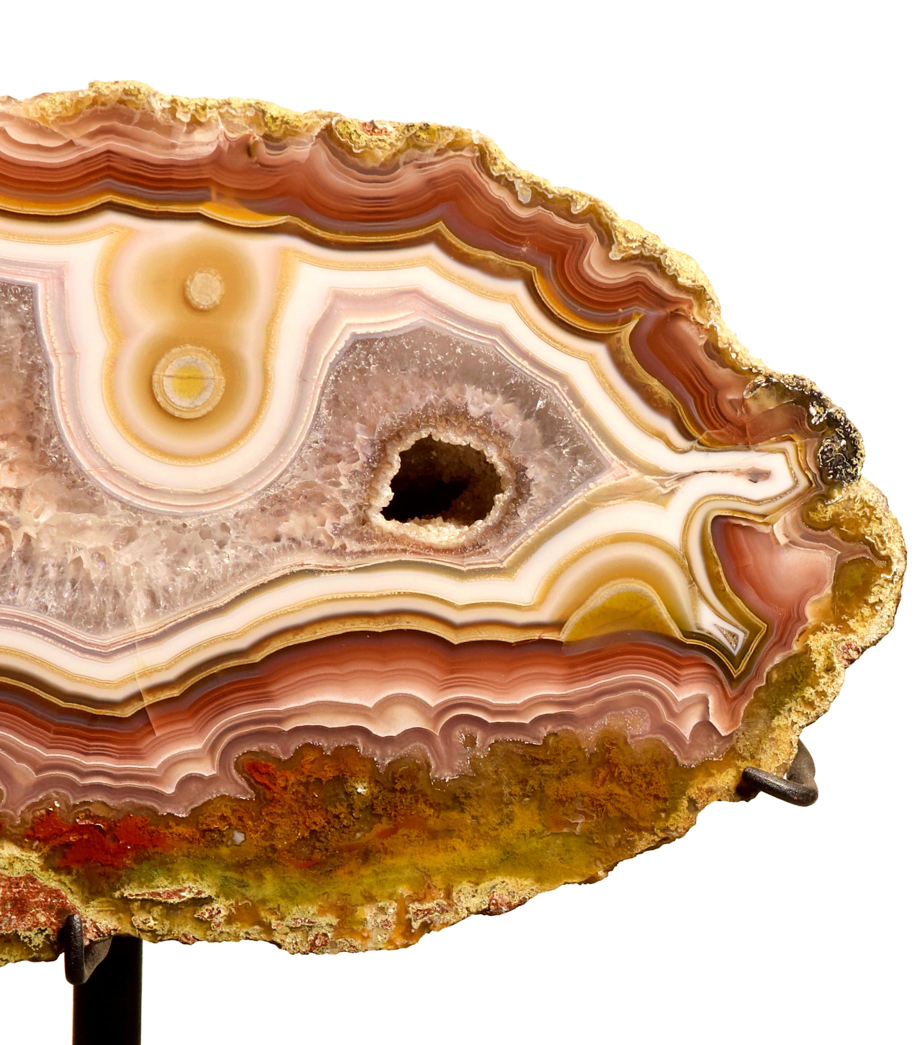 Decorative stand Rare type  AGATE pair , Aguas Calientes, Chihuahua, Mexico In Excellent Condition For Sale In Bali, ID