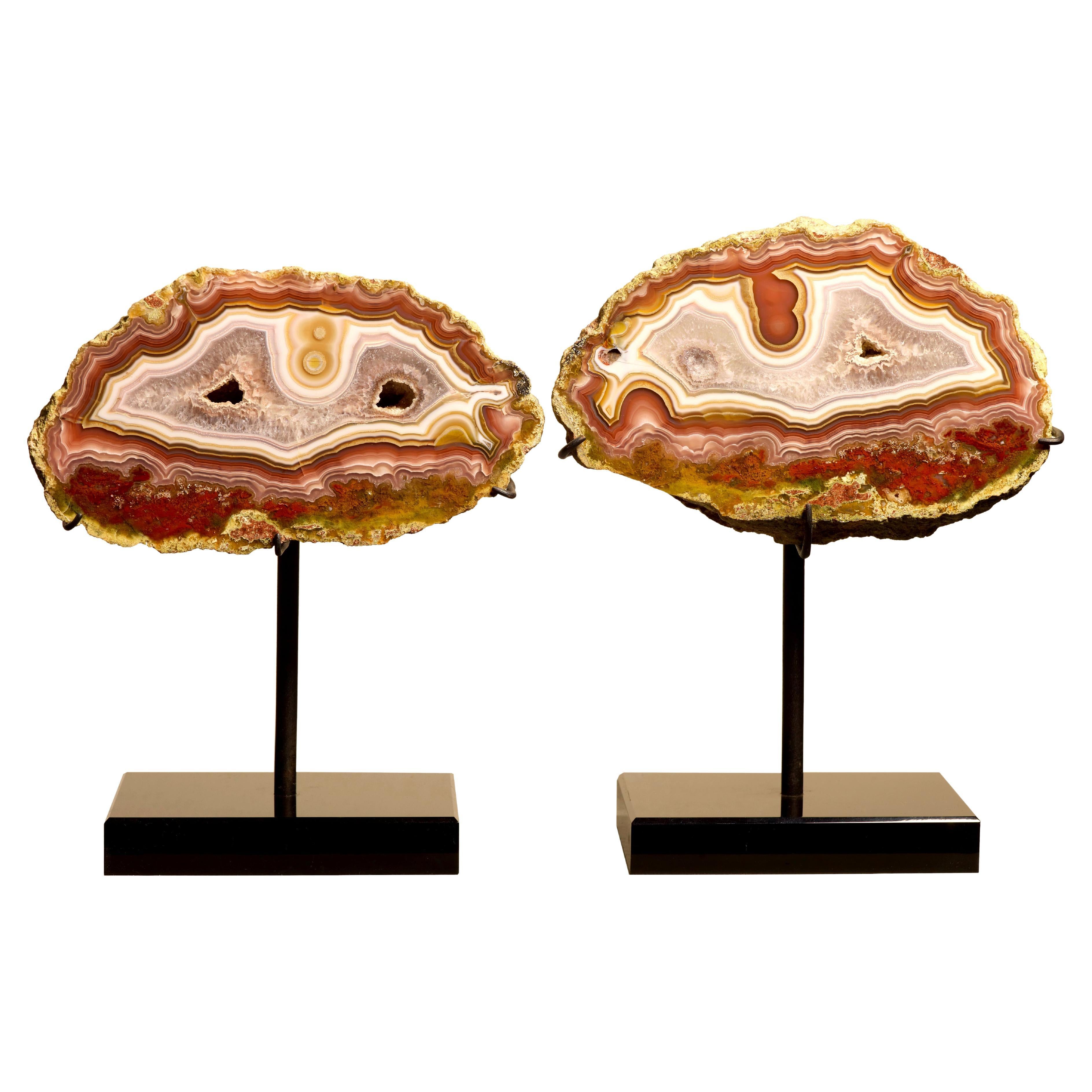 Decorative stand Rare type  AGATE pair , Aguas Calientes, Chihuahua, Mexico For Sale