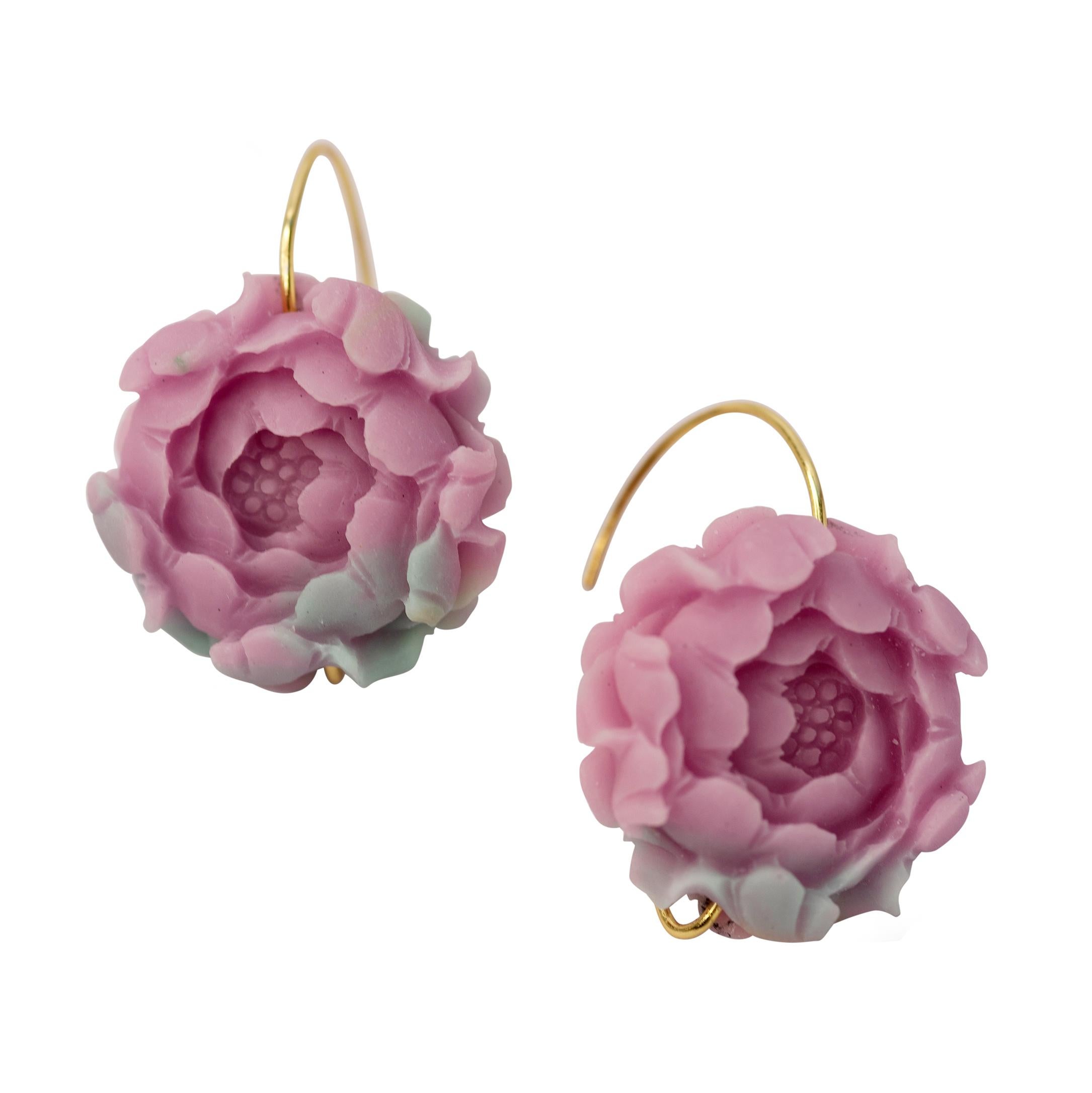Agate Peony Large Earrings - By Bombyx House In New Condition In Westport, CT
