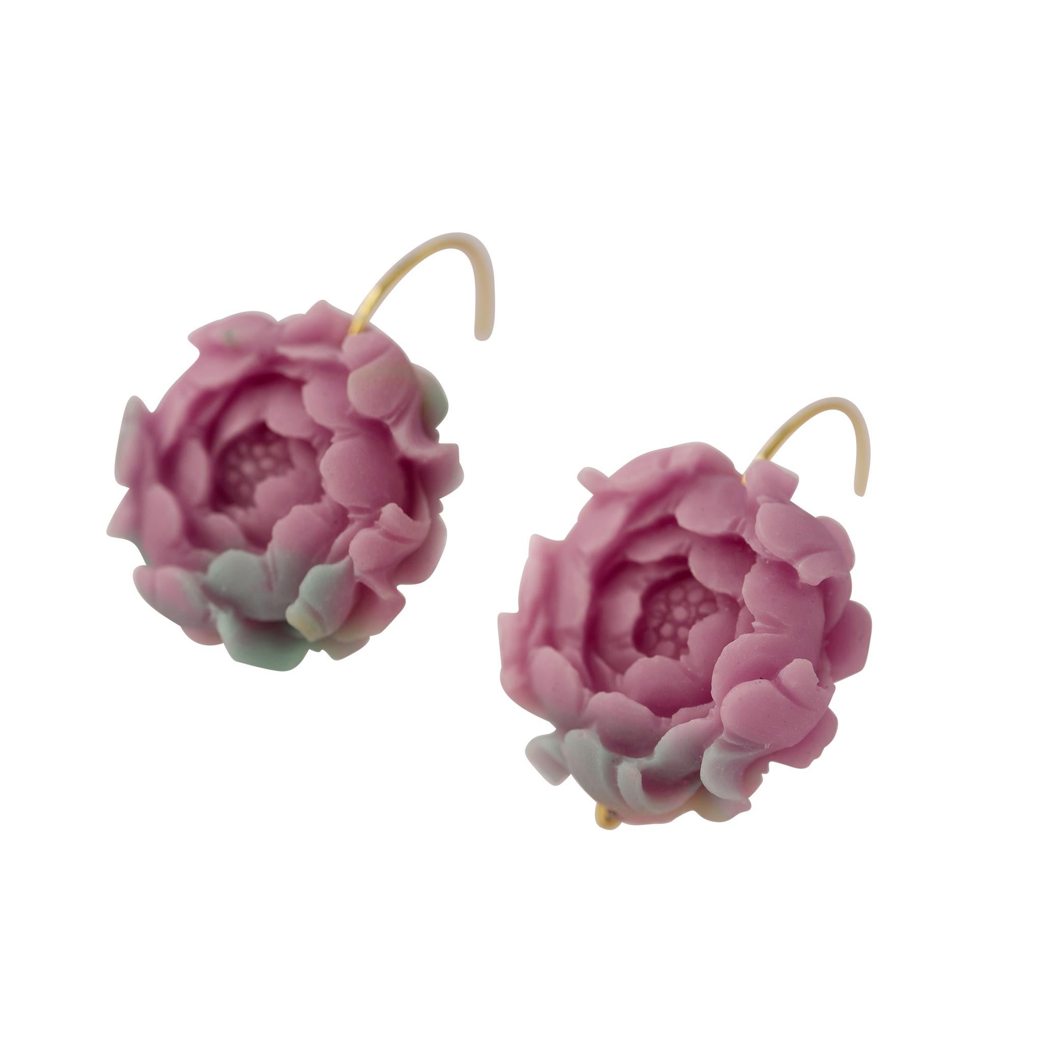 Women's Agate Peony Large Earrings - By Bombyx House
