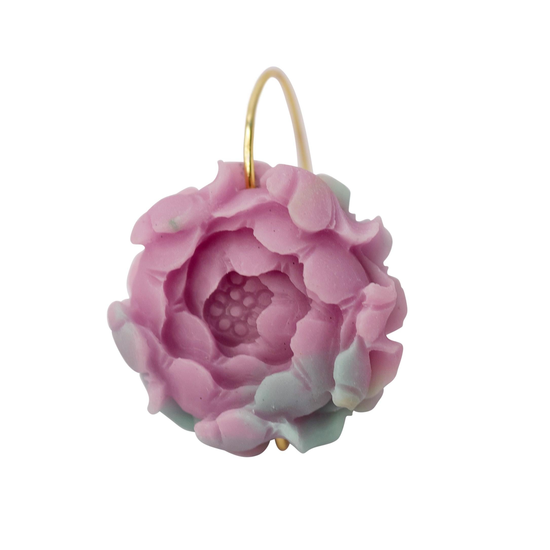 Perlina Orecchini grandi di agata e peonia - By Bombyx House in vendita