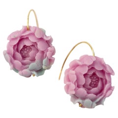 Grandes boucles d'oreilles en agate et pivoine - par Bombyx House