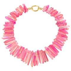 Agate Pink Crystal Bead Necklace