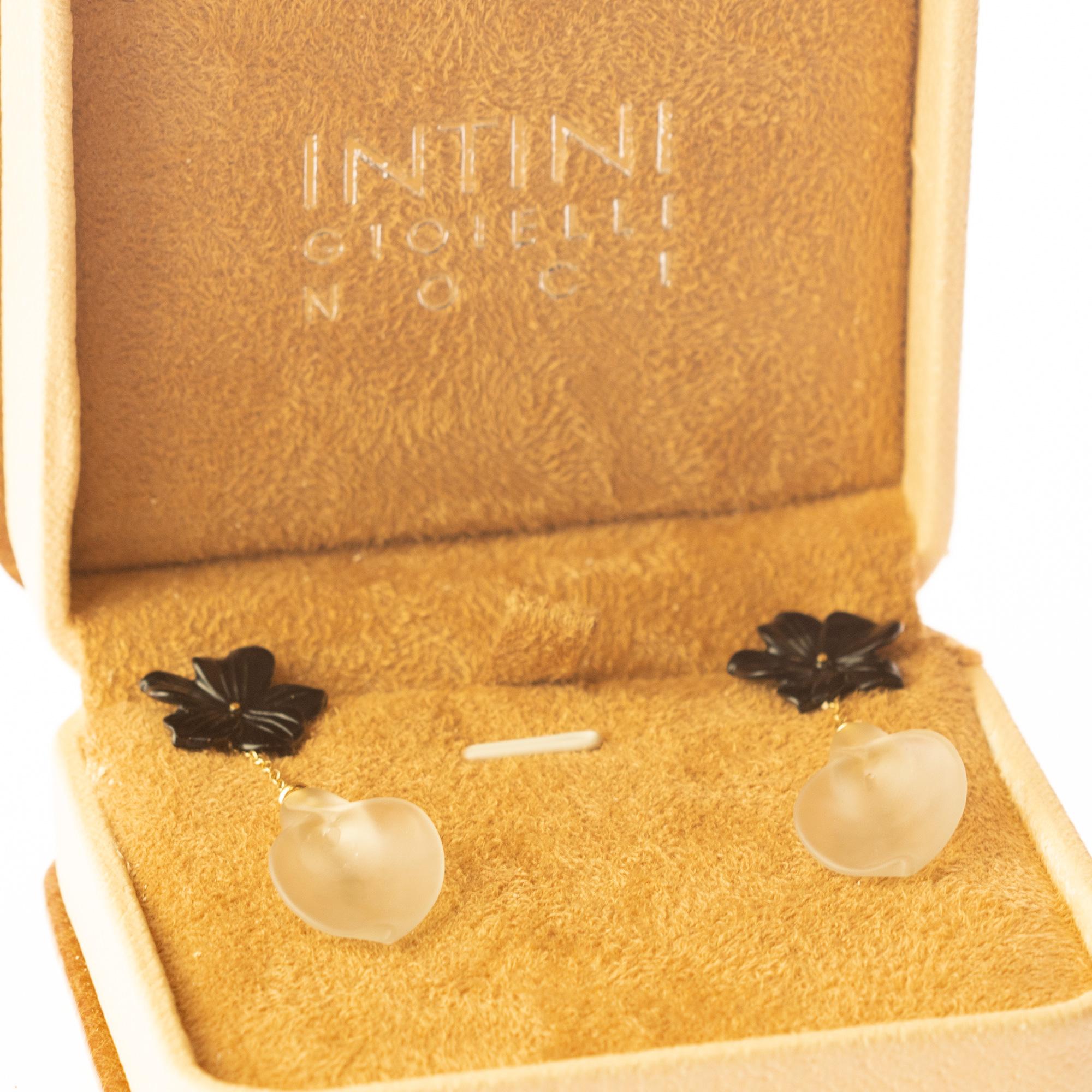 Intini Jewels, boucles d'oreilles en goutte en or 18 carats avec agate, cristal de roche et chaîne déco italienne en vente 3