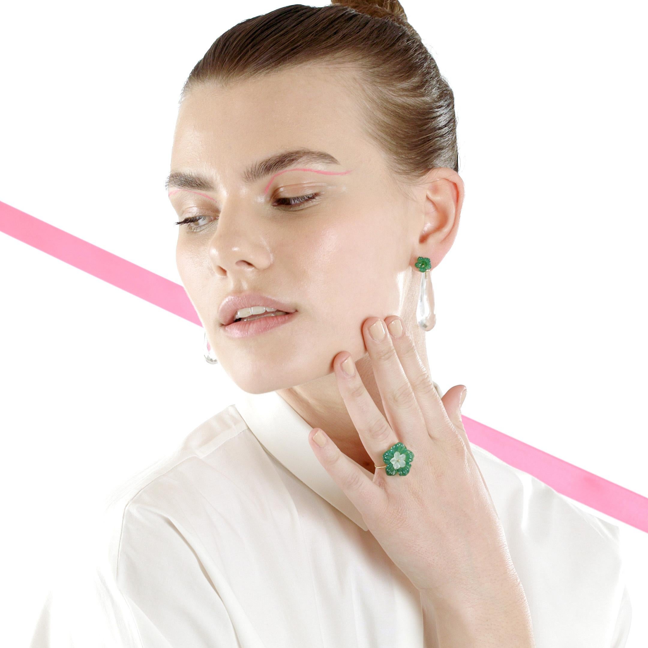 Achat Bergkristall 18 Karat Gold Tropfen Moderne italienische Ohrringe Intini Juwelen im Angebot 5