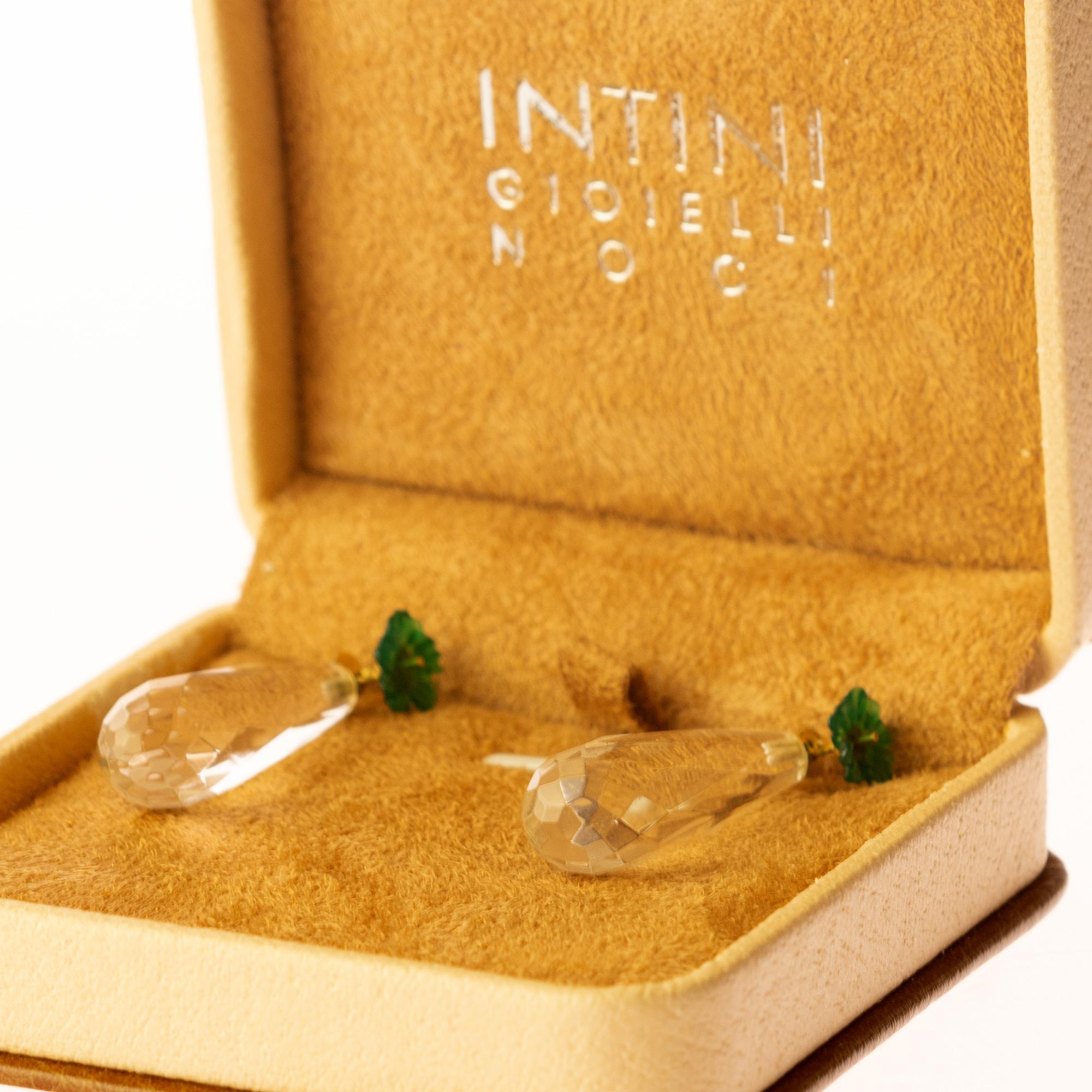 Achat Bergkristall 18 Karat Gold Tropfen Moderne italienische Ohrringe Intini Juwelen (Gemischter Schliff) im Angebot