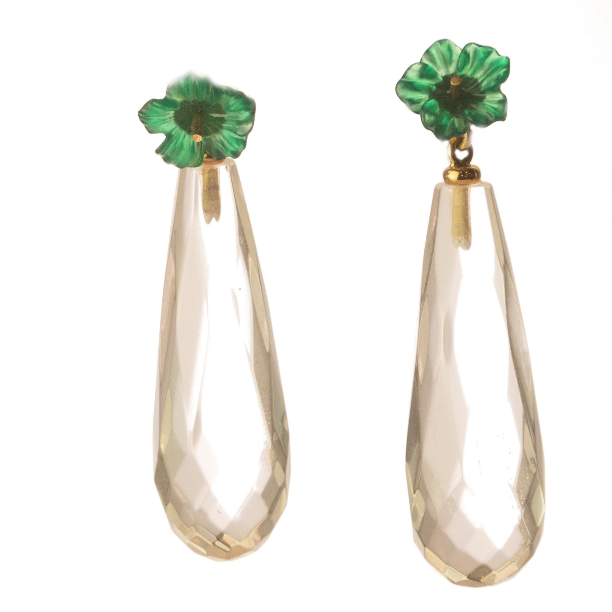 Achat Bergkristall 18 Karat Gold Tropfen Moderne italienische Ohrringe Intini Juwelen im Zustand „Neu“ im Angebot in Milano, IT