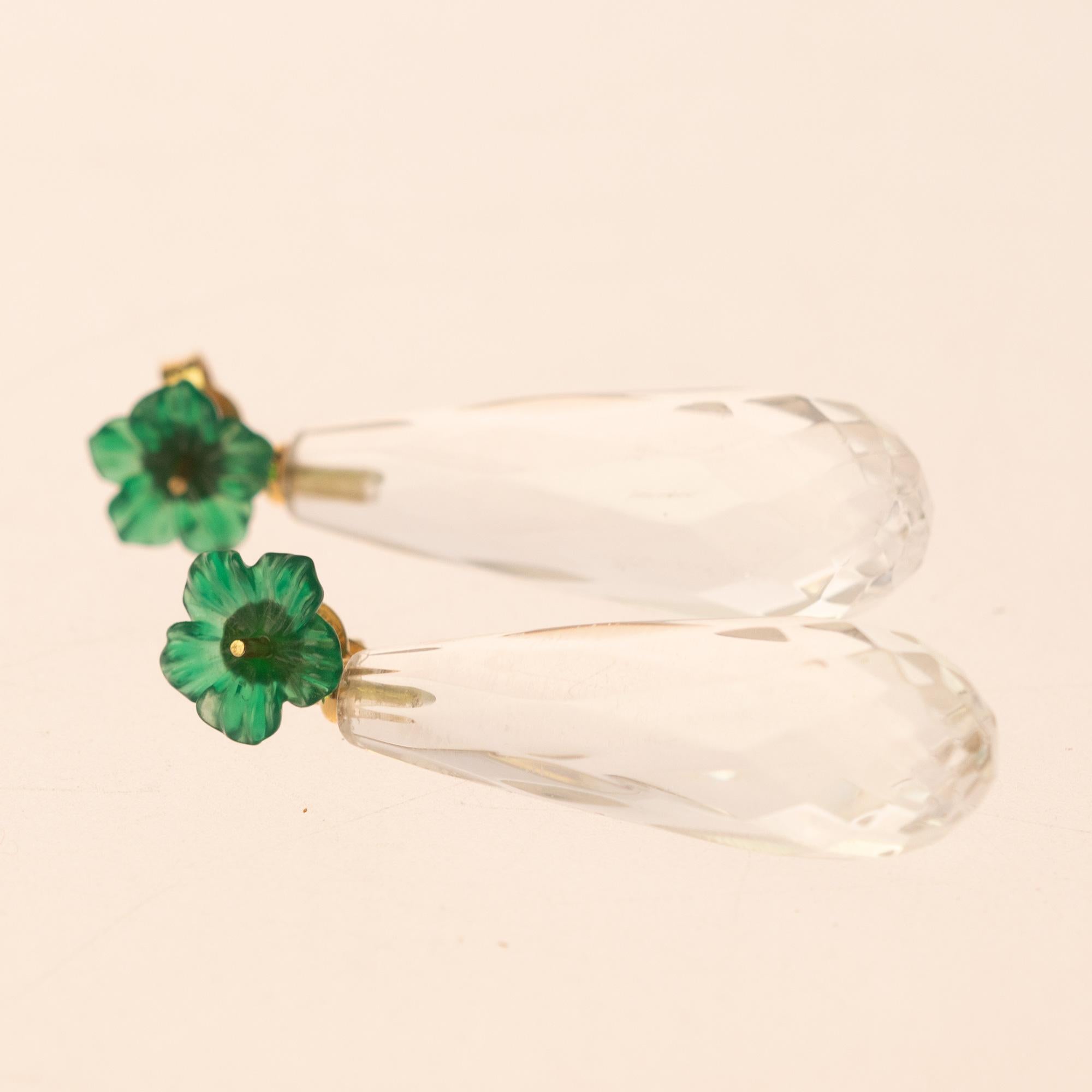 Achat Bergkristall 18 Karat Gold Tropfen Moderne italienische Ohrringe Intini Juwelen Damen im Angebot