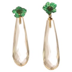 Agate Rock Crystal 18 Karat Gold Drop Modern Italian Earrings Intini Jewels