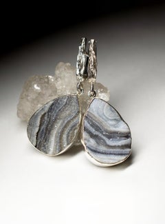 Agate Rose Silver Earrings Flower Carving Natural Genuine Fine Quality Gemstone