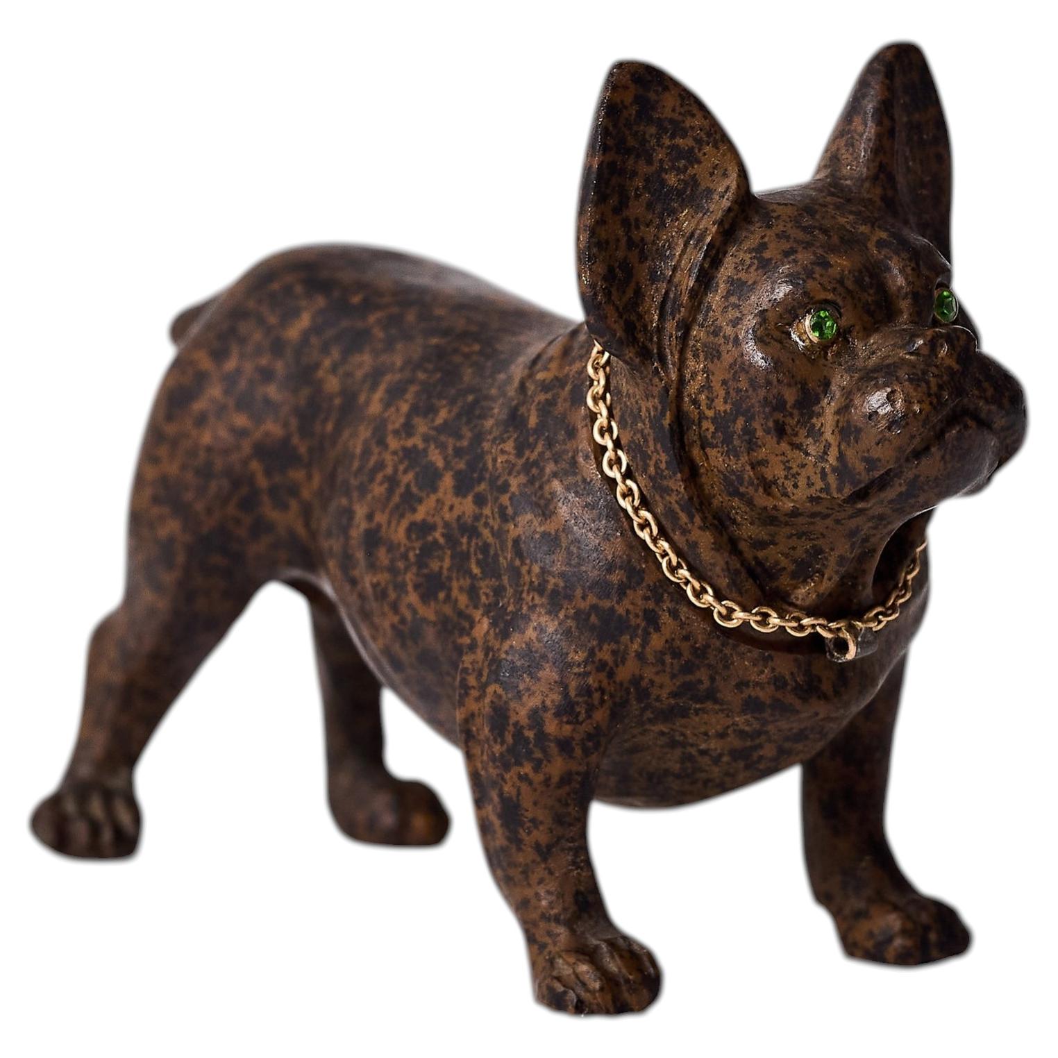 Agate Sculpture of a French Bulldog Attrib. to Fabergé, Russia, circa 1900