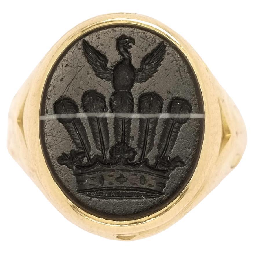 Agate Signet Ring from 1883 For Sale