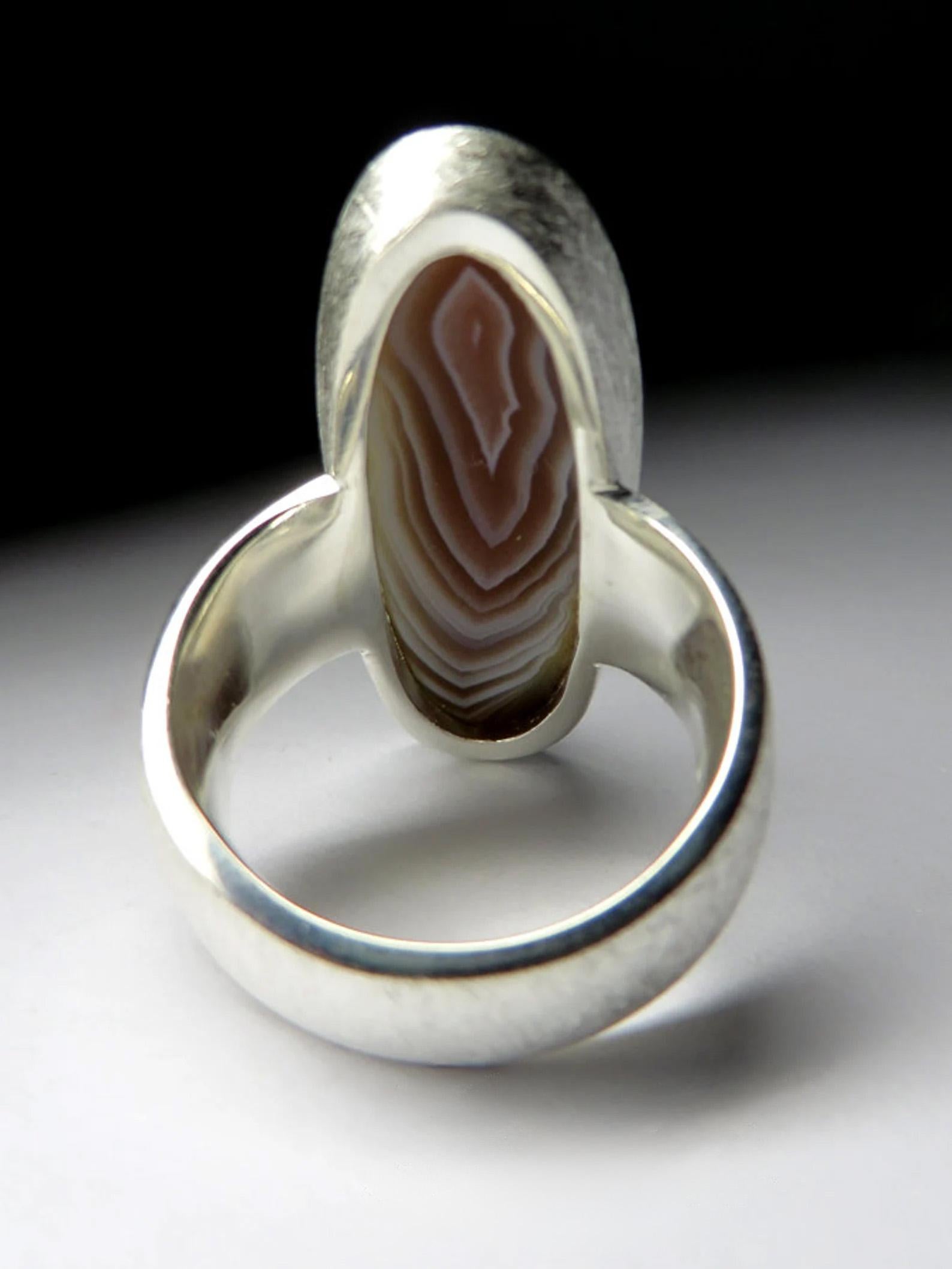 Achat Silber Ring Natürliche Brown Feine Qualität Edelstein Erklärung Unisex-Schmuck im Zustand „Neu“ in Berlin, DE