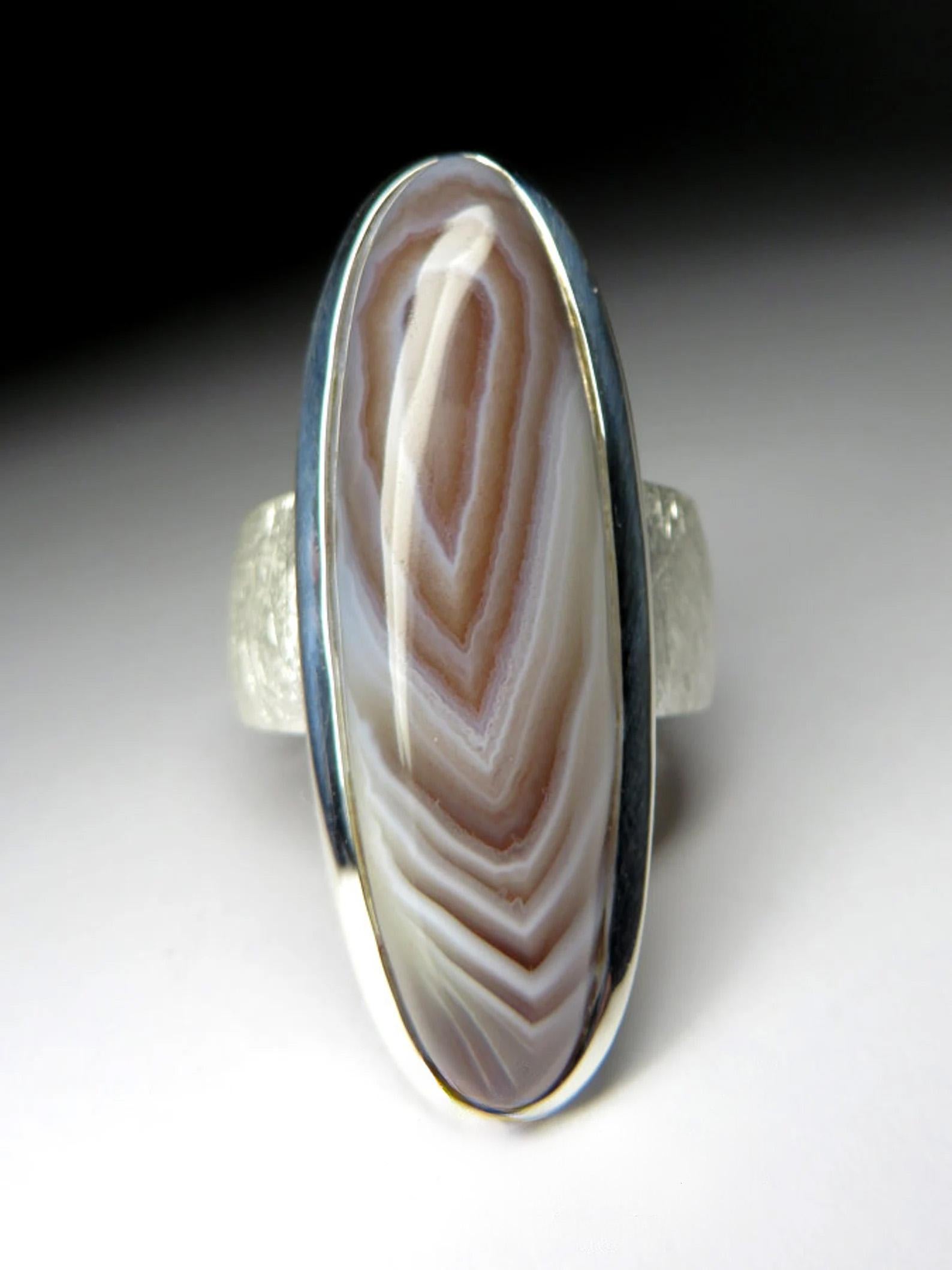 Achat Silber Ring Natürliche Brown Feine Qualität Edelstein Erklärung Unisex-Schmuck 1