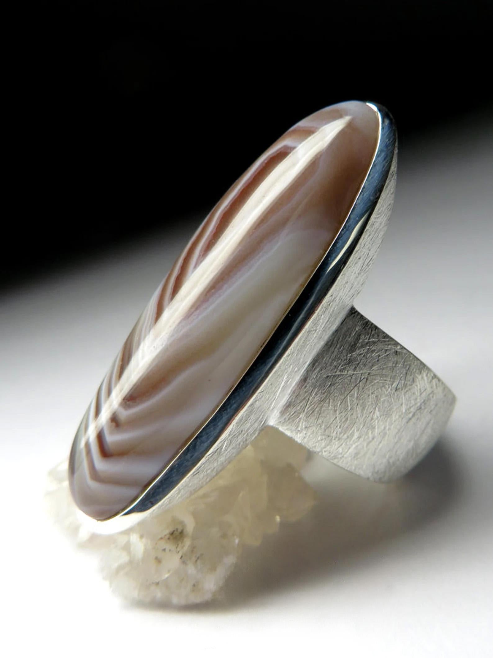 Achat Silber Ring Natürliche Brown Feine Qualität Edelstein Erklärung Unisex-Schmuck 2