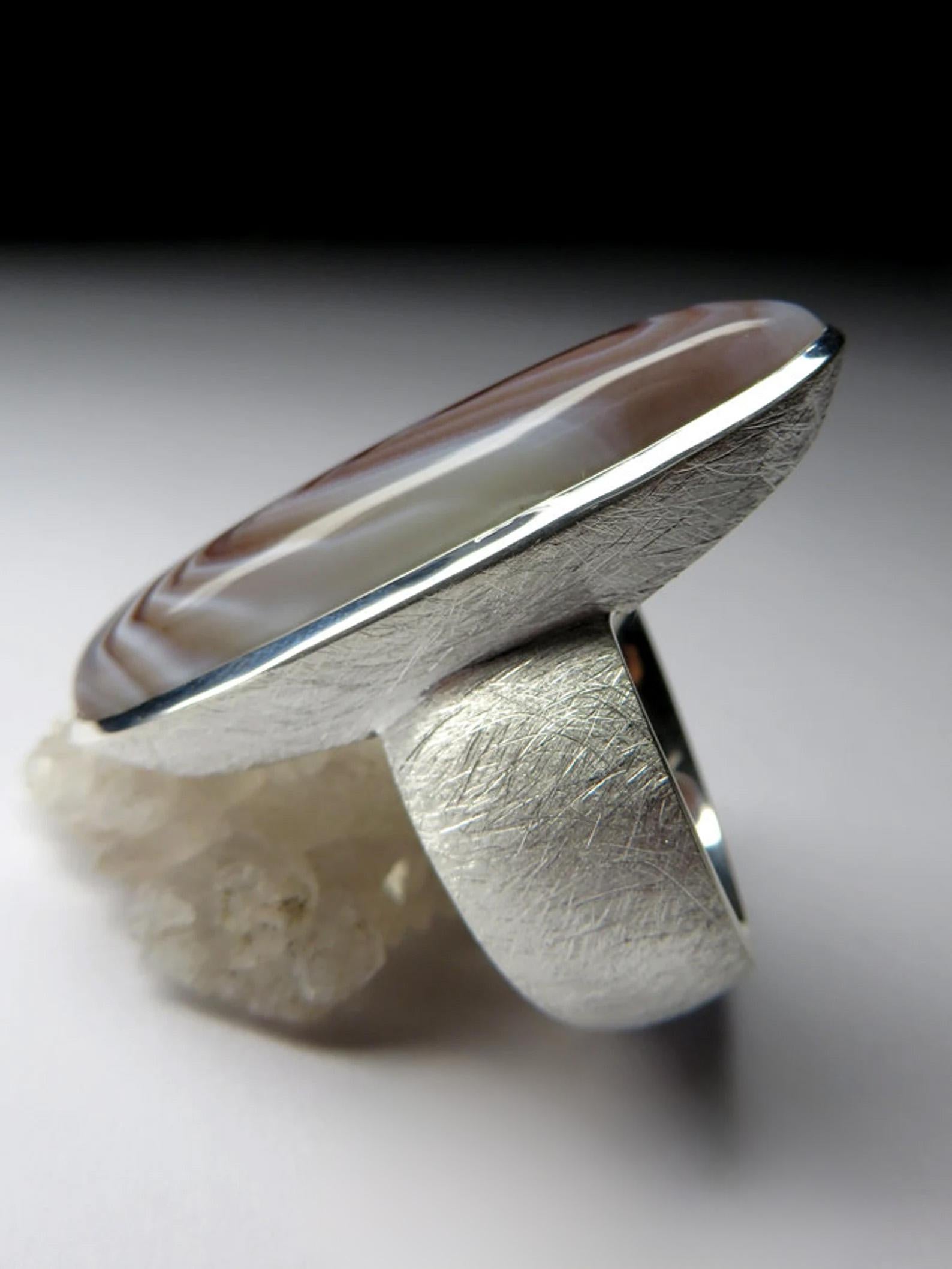 Achat Silber Ring Natürliche Brown Feine Qualität Edelstein Erklärung Unisex-Schmuck 4