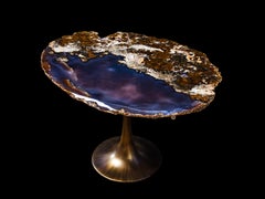 Agate Slab Occasional Table with Steel Base, Stefano Piccini, Made in Italy