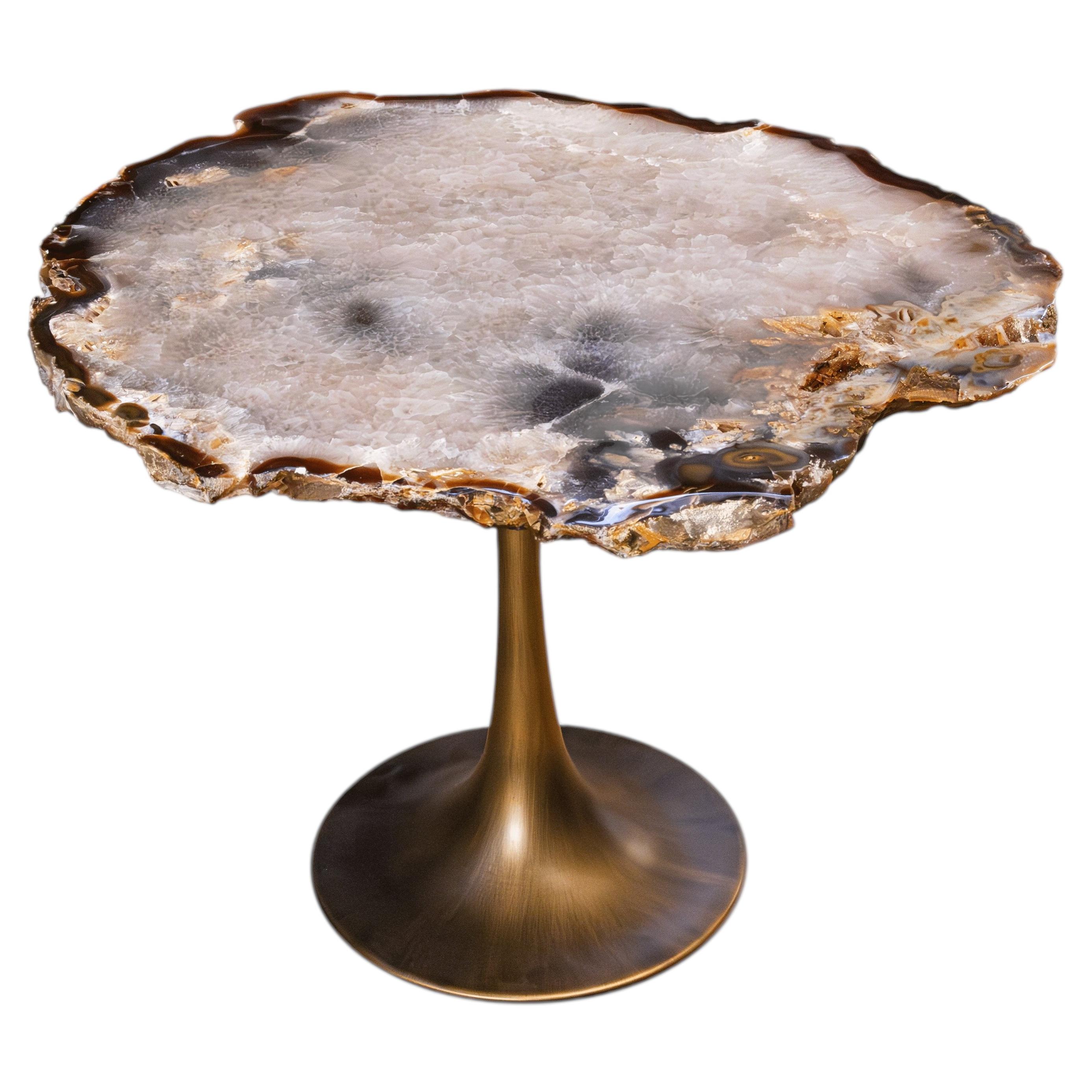 Agate Slab Occasional Table with Steel Base, Stefano Piccini, Made in Italy