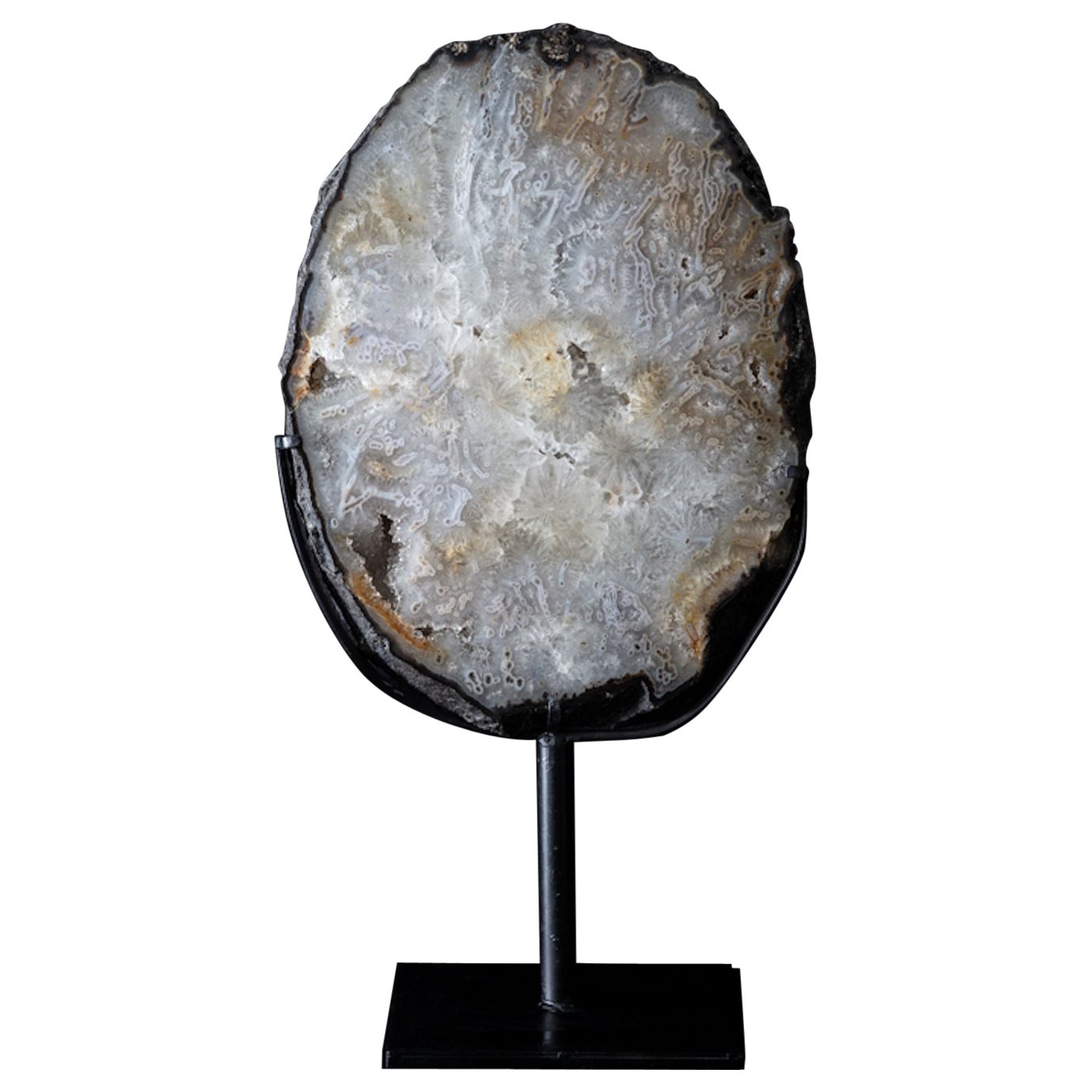 Agate Slice on Metal Base For Sale