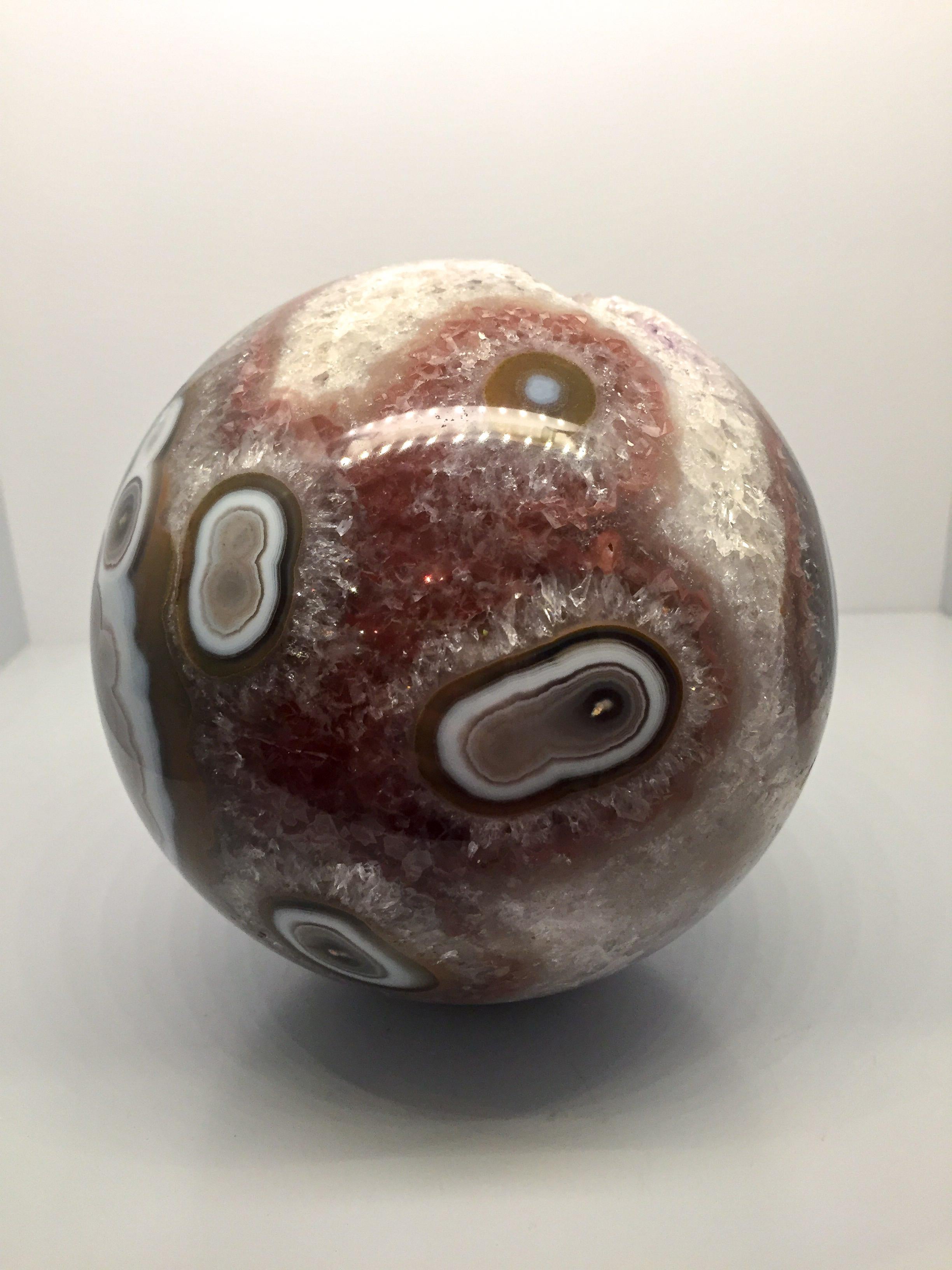Agate Specimen Mineral Sphere with Exposed Core In Good Condition In New York, NY