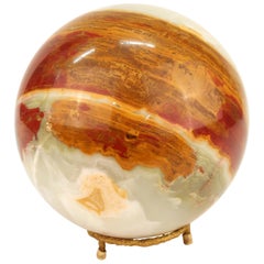 Agate Specimen Sphere on Gilt Metal Base