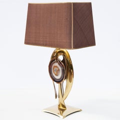 Agate Stone Table Lamp Willy Daro, 1970s