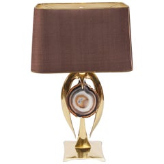 Agate Stone Table Lamp Willy Daro, 1970s