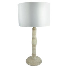 Agate Stone Table Lamp with Satin Lampshade, 1970s