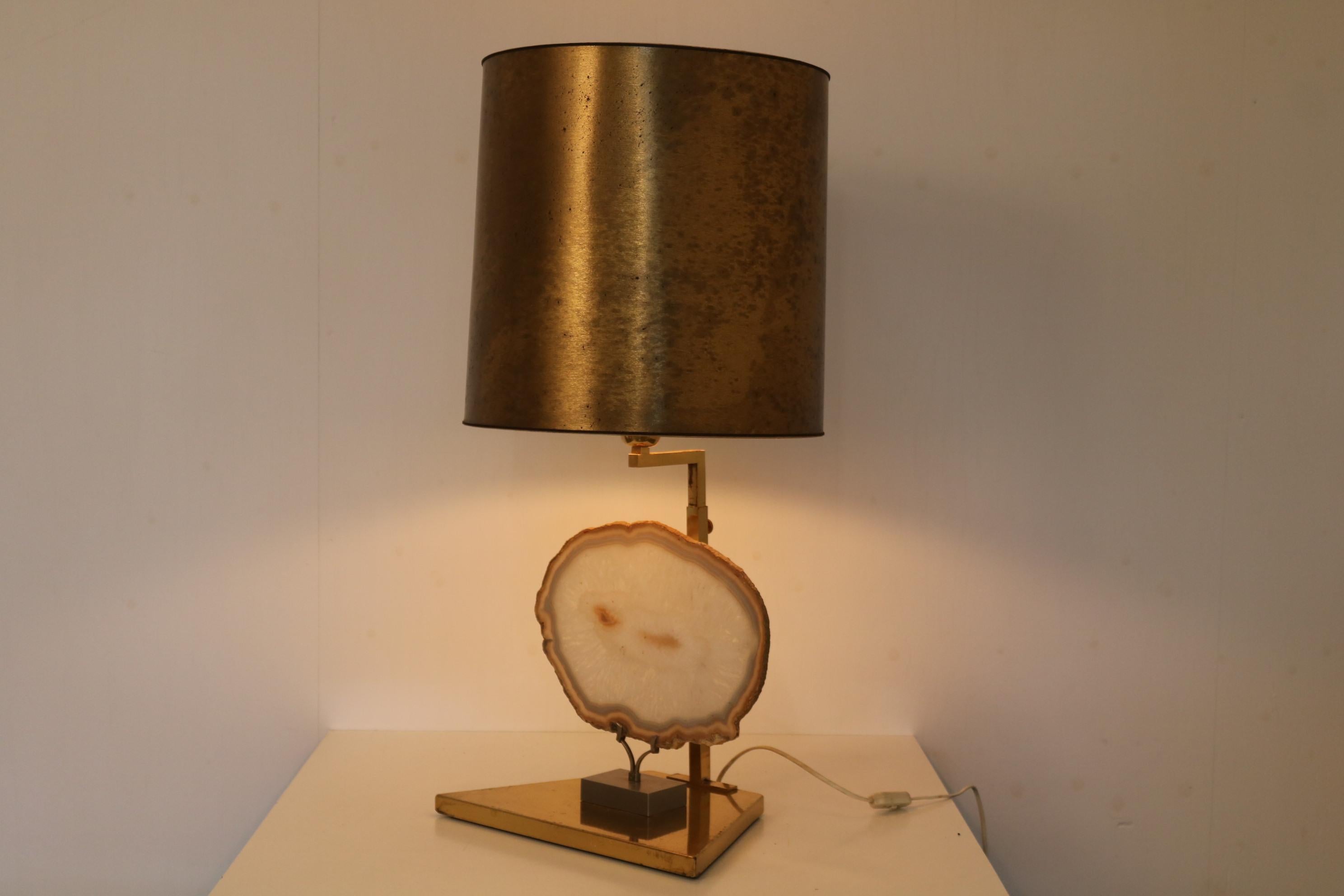 Lampe de table en agate de Belgique, 1970 en vente 4