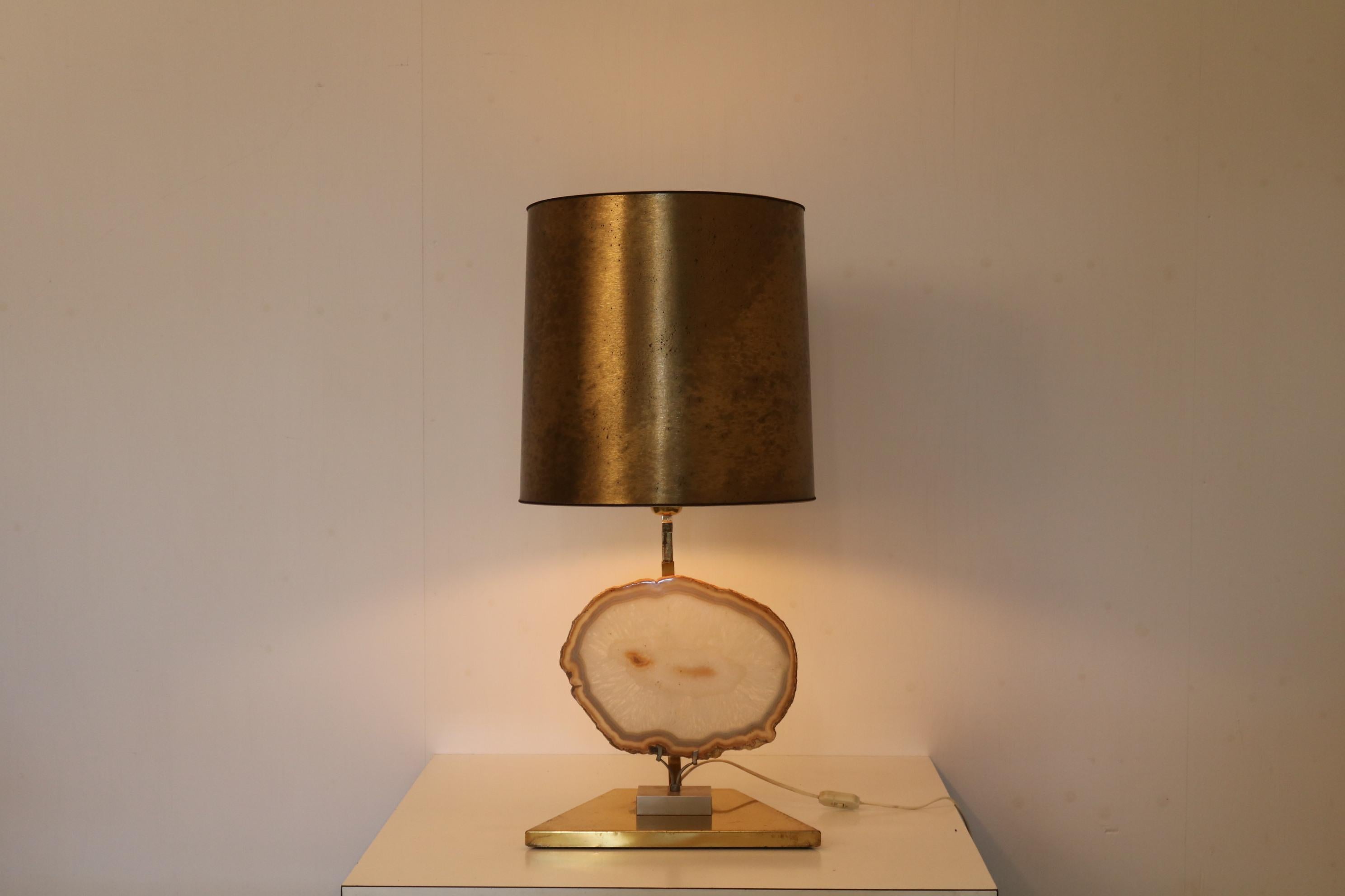 Lampe de table en agate de Belgique, 1970 en vente 1