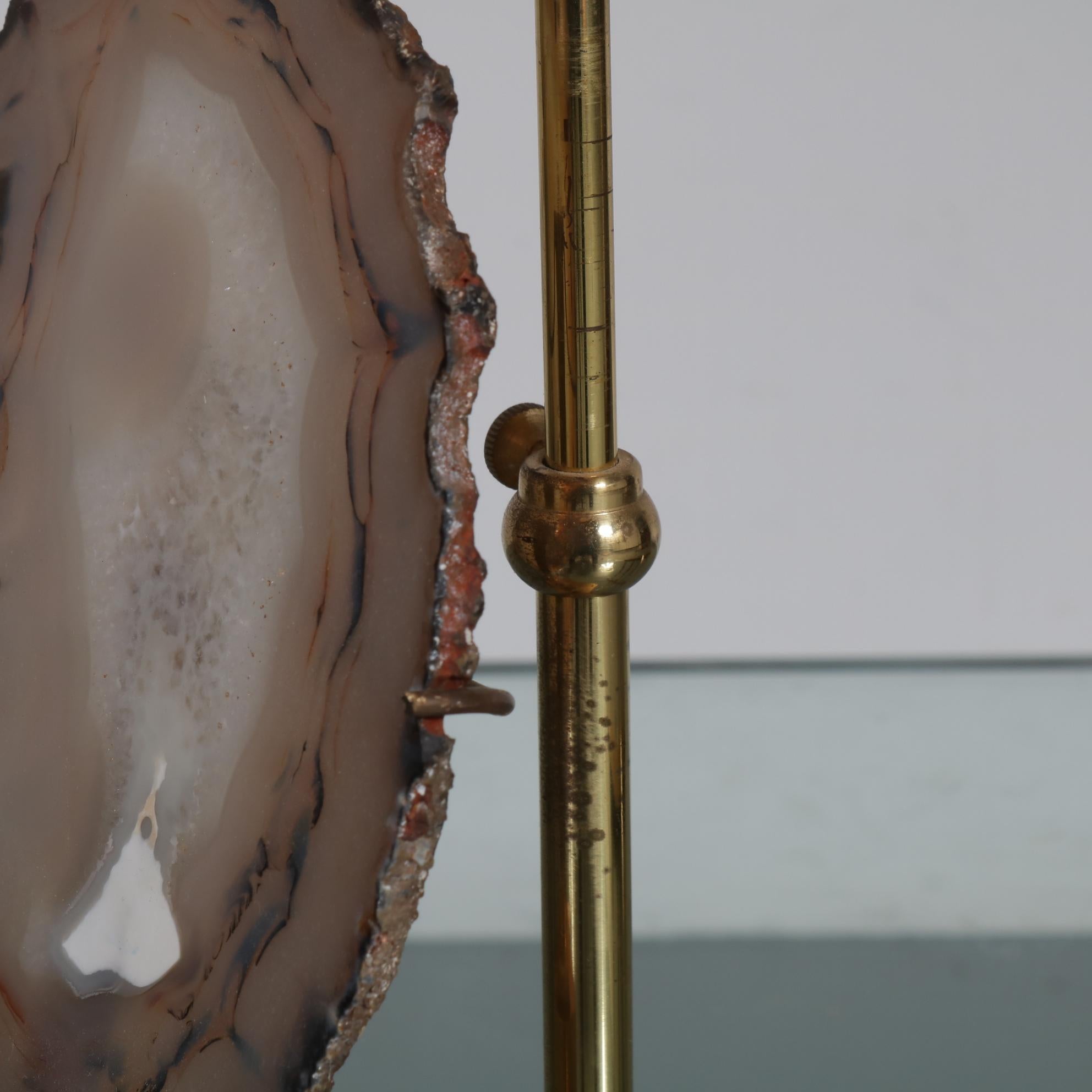 Brass Agate Table Lamp in the Manner of Willy Daro, circa 1970 For Sale