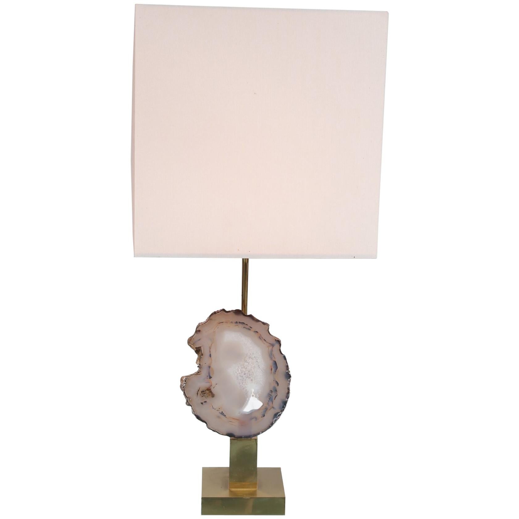 Agate Table Lamp in the Manner of Willy Daro, circa 1970