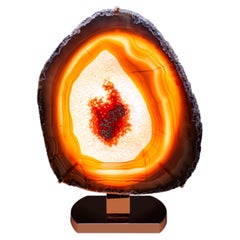 Lámpara de mesa de ágata chapada en oro rosa, LED, Stefano Piccini, Italia