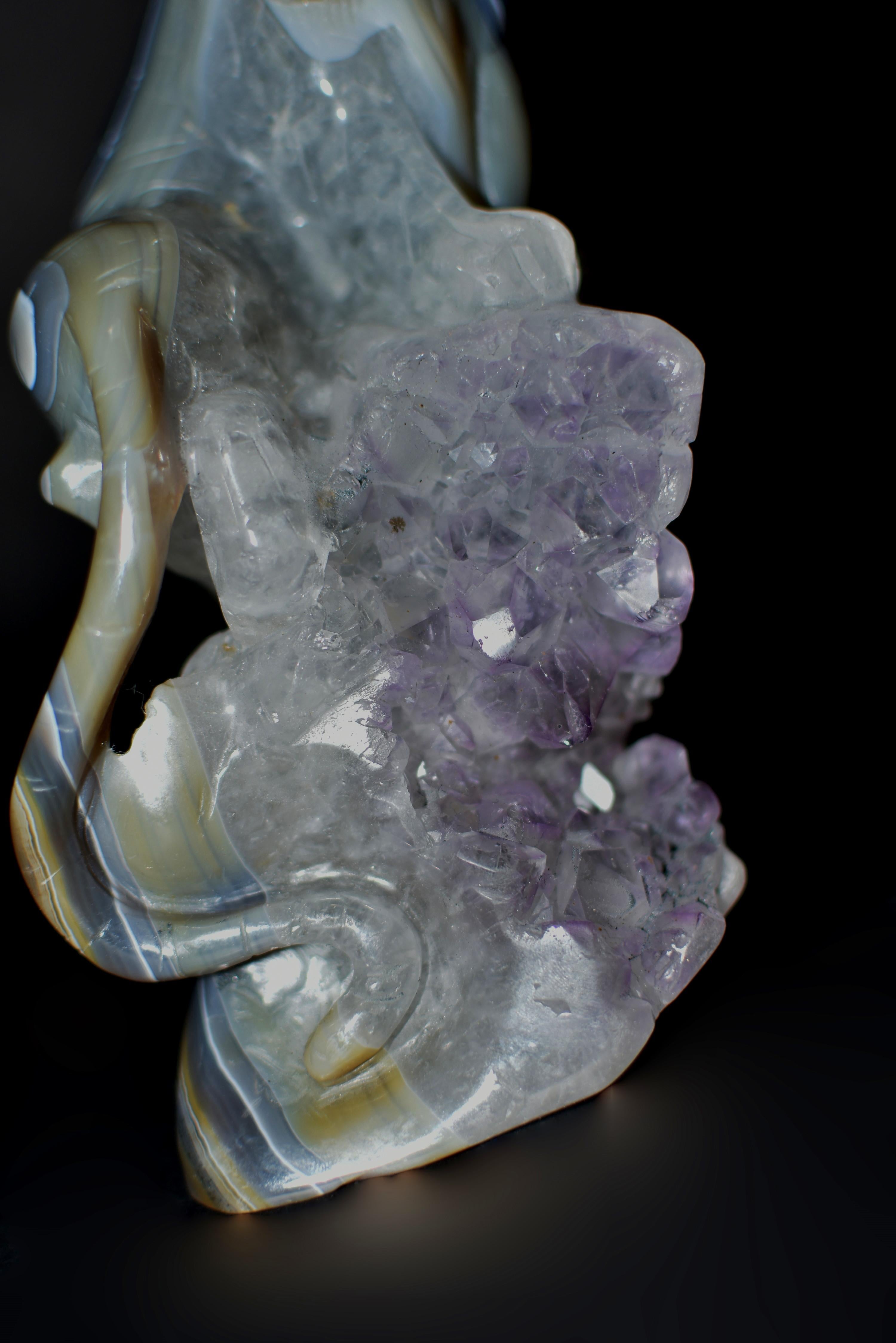 Agate Tiger on Amethyst Rock For Sale 3