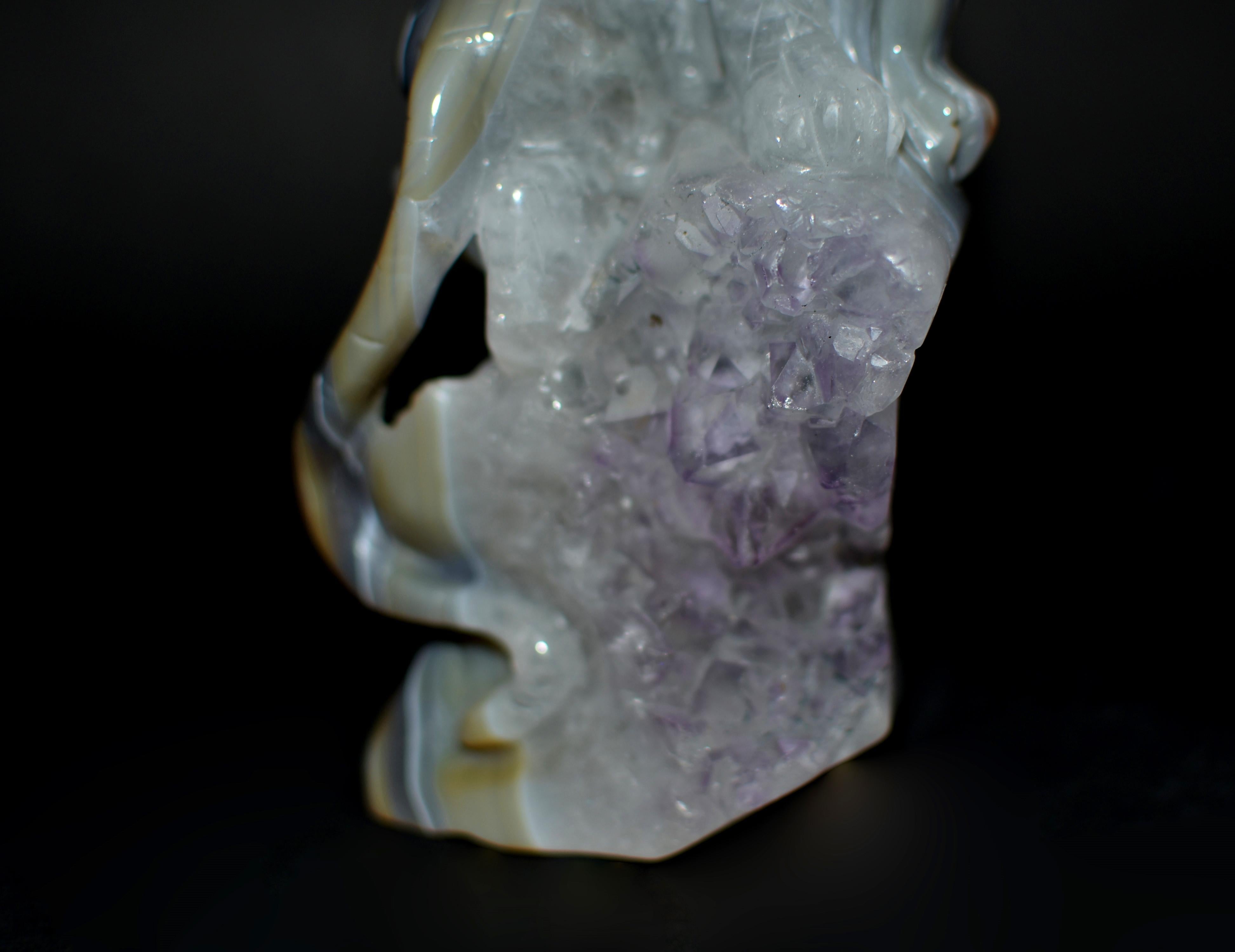 Agate Tiger on Amethyst Rock For Sale 1