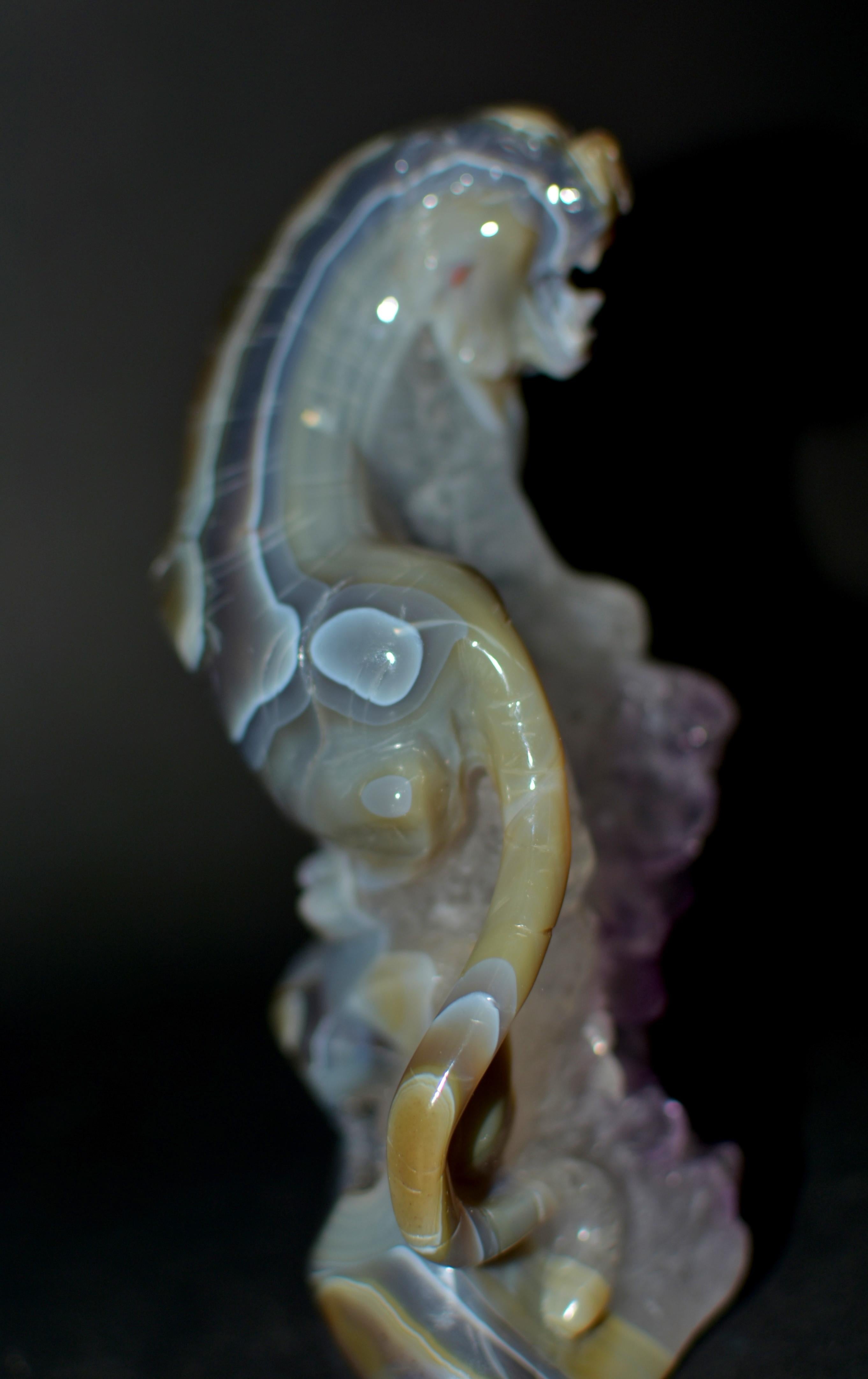 Agate Tiger on Amethyst Rock For Sale 2