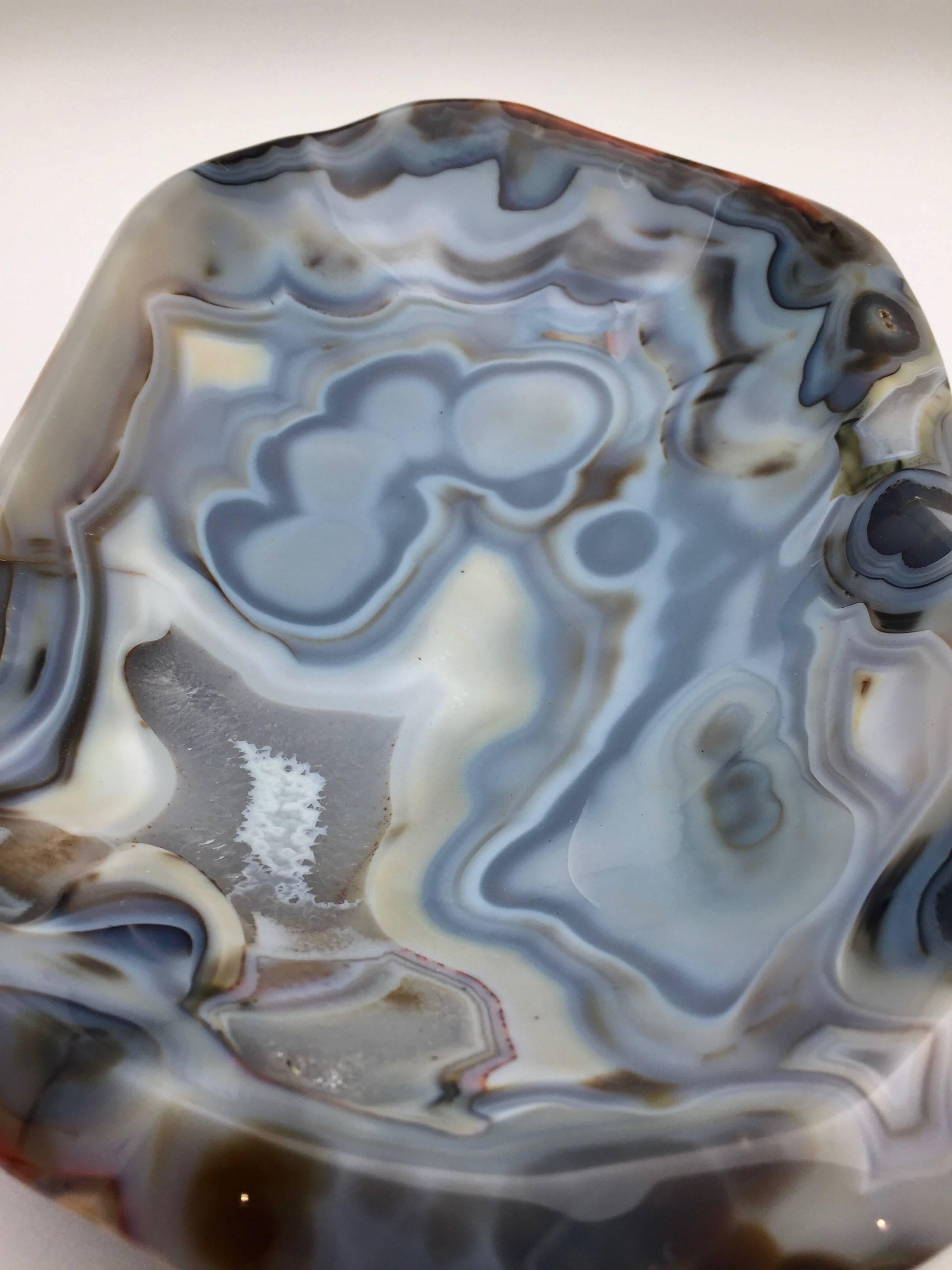 Malagasy Agate Vide Poche Bowl, Rare and Large in Size, Hand-Carved in Madagascar