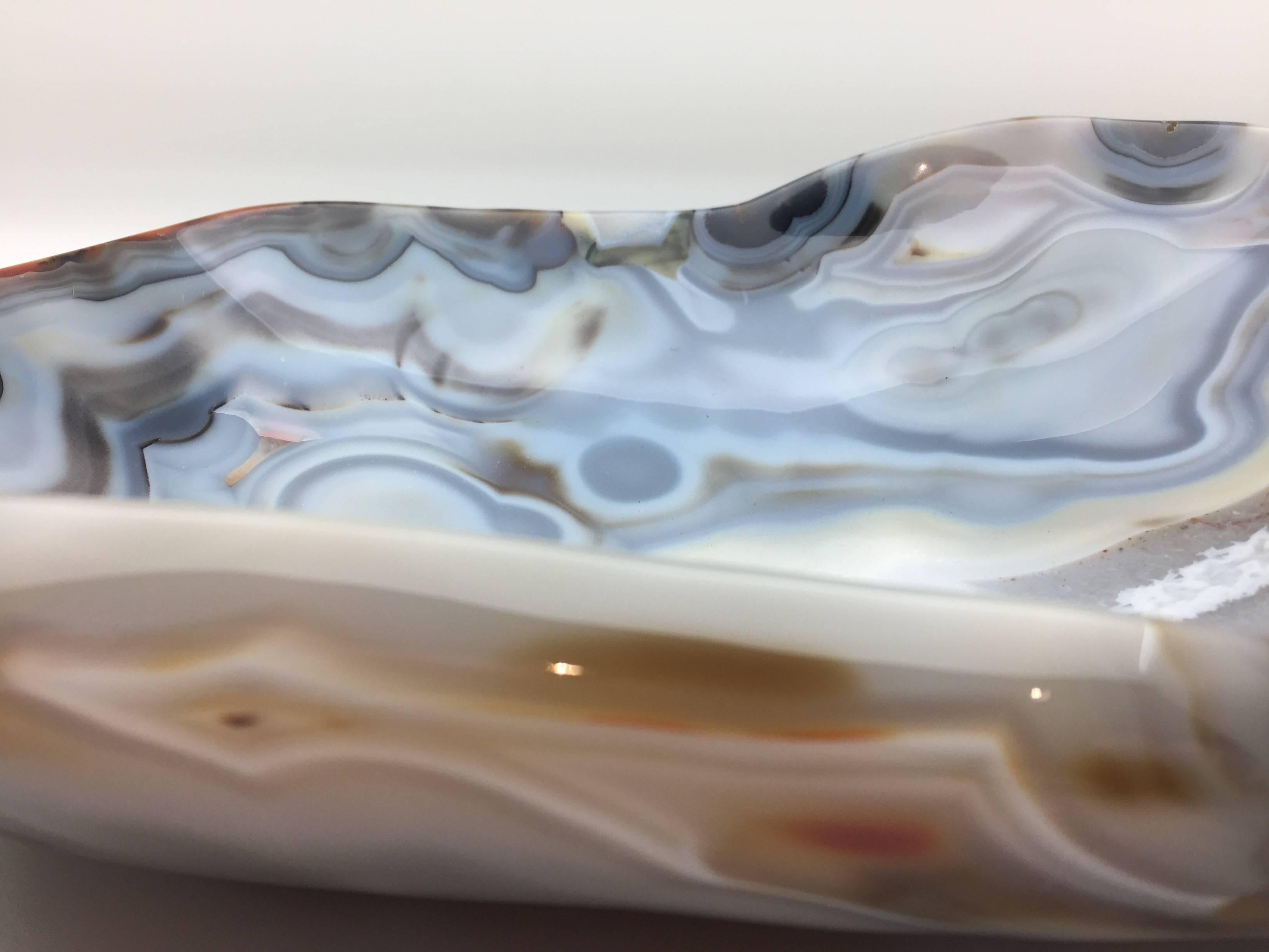 Agate Vide Poche Bowl, Rare and Large in Size, Hand-Carved in Madagascar 1
