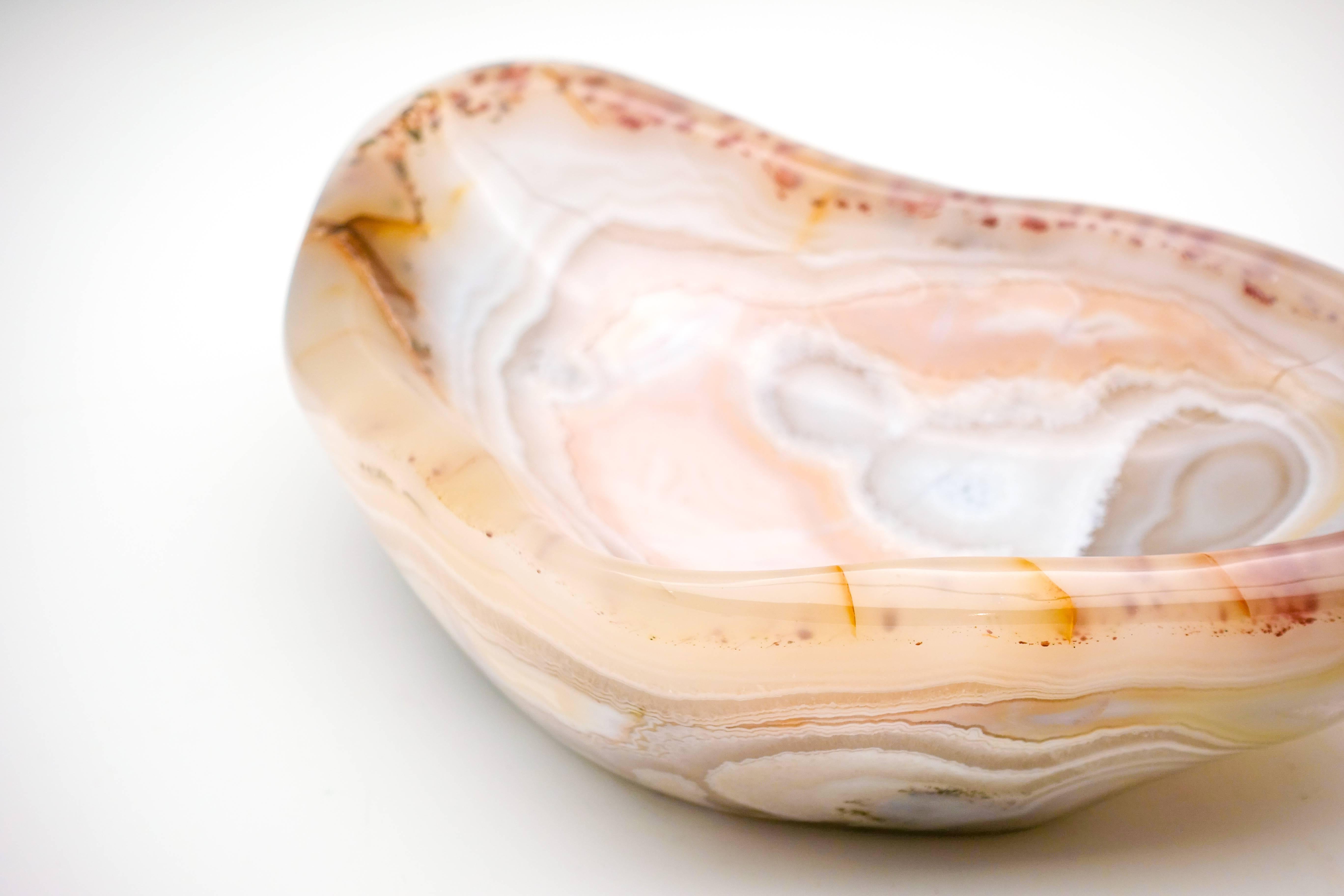 Malagasy Agate Vide Poche Bowl, Rare and Large in Size, Hand-Carved in Madagascar