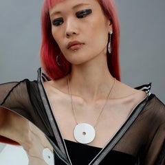 Agate White Donut Pendant Sterling Silver Chain Cocktail Boho Delicate Necklace