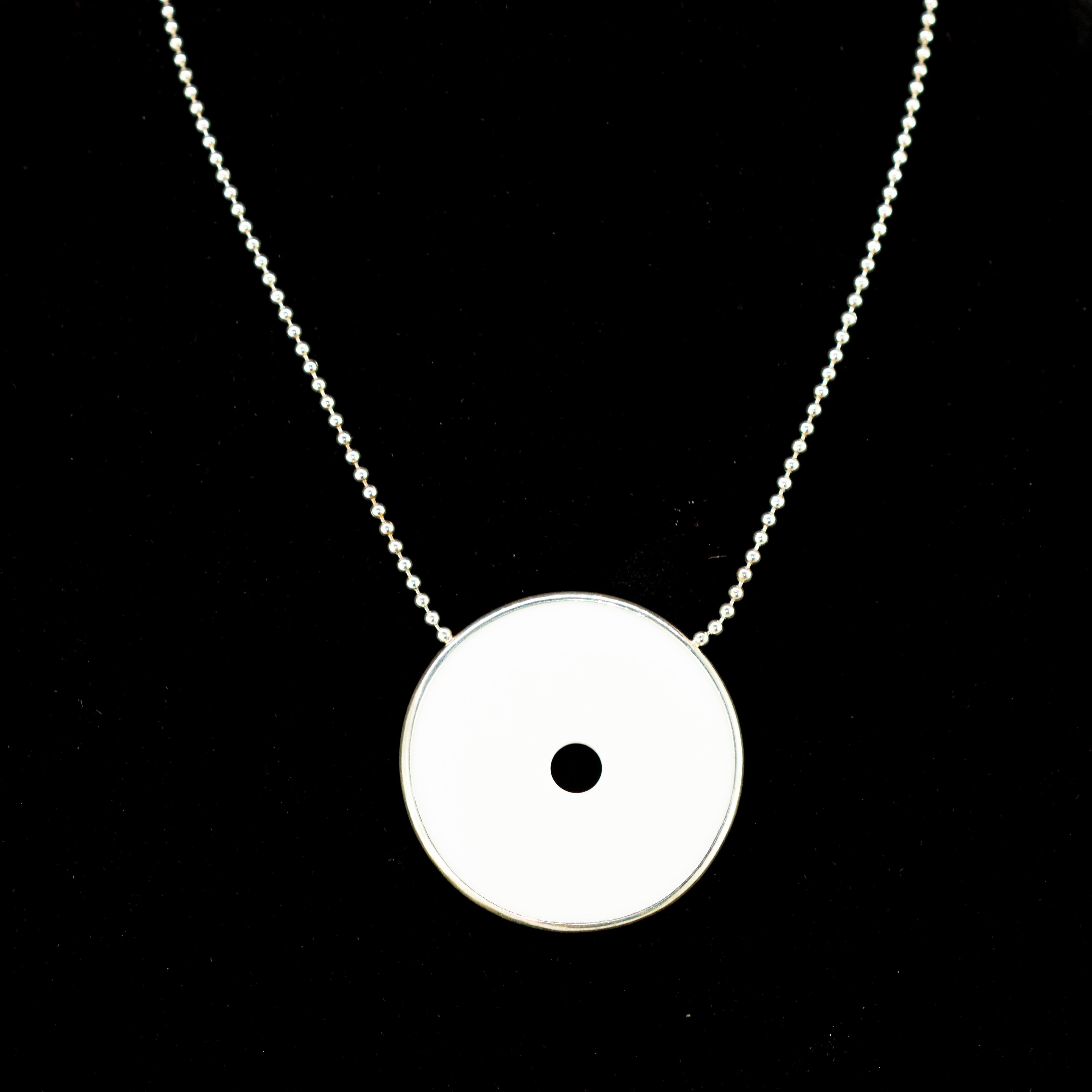 Agata Bianca Ciambella Ciondolo Catena d'Argento Cocktail Boho Collana Delicata In condizioni Nuovo in vendita a Milano, IT