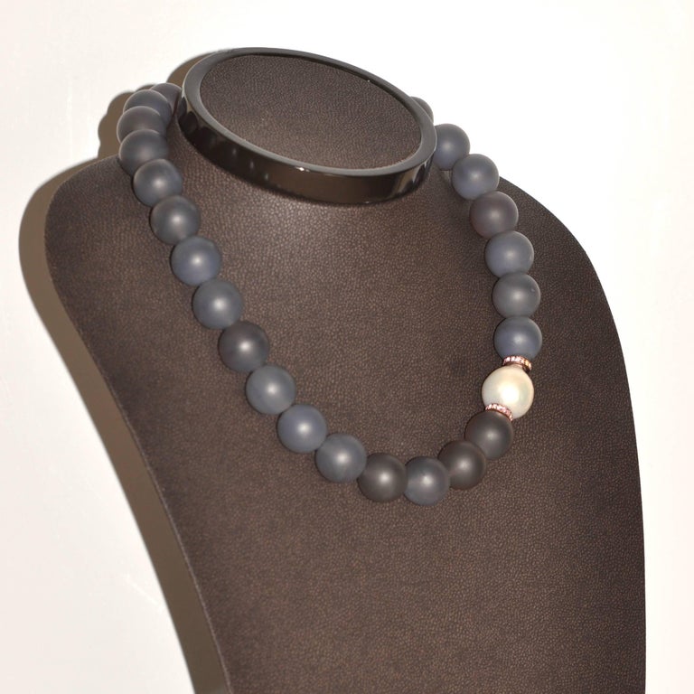 Agate, Baroque Pearl and Pink Sapphire Necklace For Sale at 1stDibs