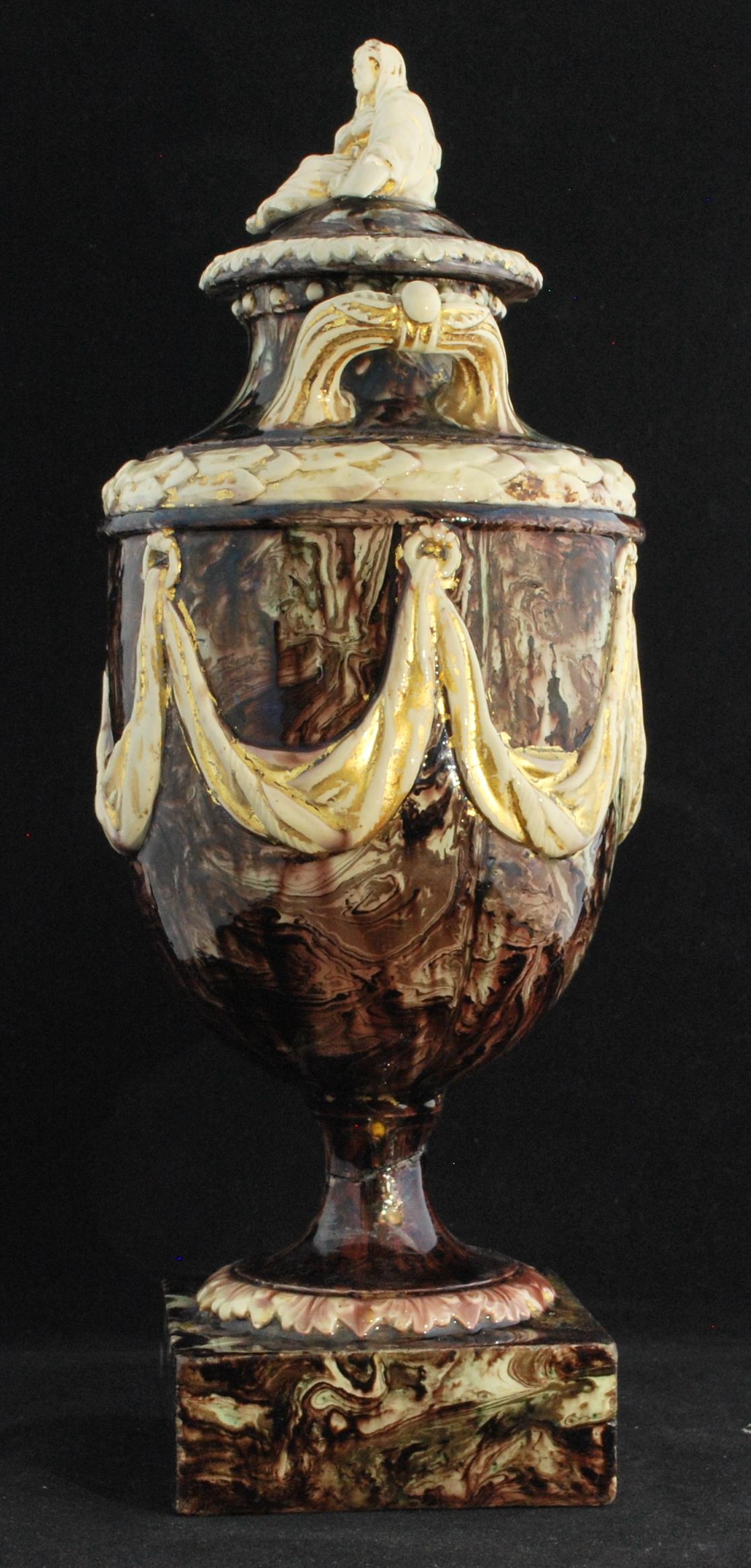 Attributed to Simon Heinrich Steitz. A rare example of a solid agateware vase.