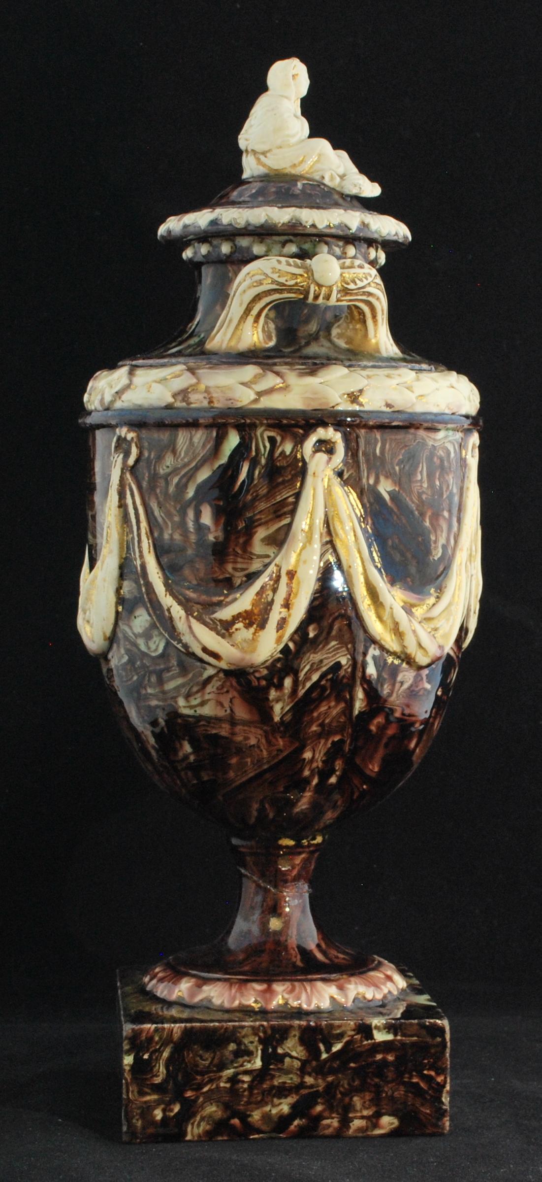 English Agateware Vase, Attributed to Steitz, circa 1775